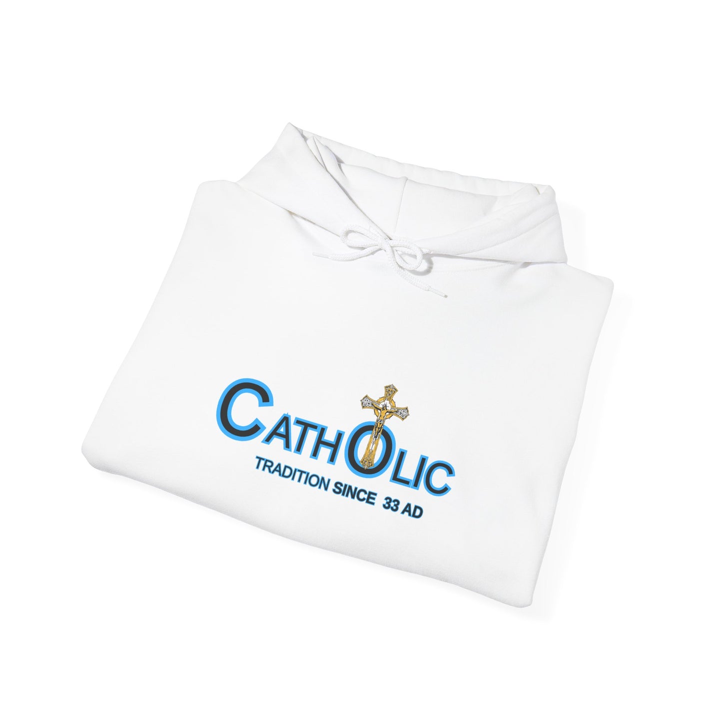 Catholic Hoodie - "Catholic: Tradition Since 33 AD" Pullover with Cross Accent (CT)