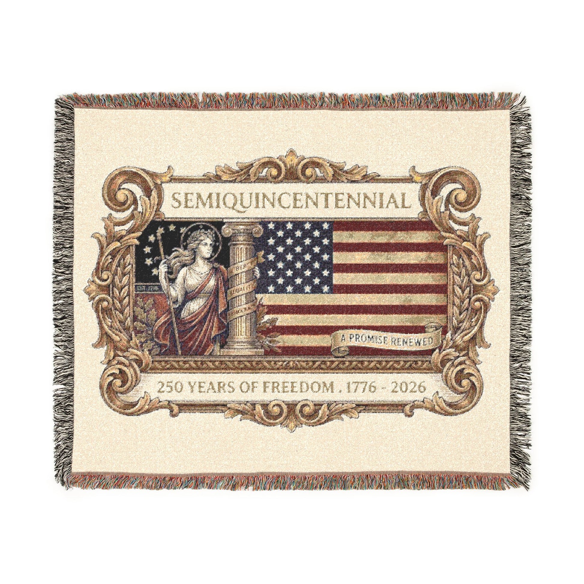 USA 250th ANNIVERSARY (SemiQuinCentennial) Woven Blanket – 250 Years of Freedom USA Flag Throw - Trending Novelties & Gifts