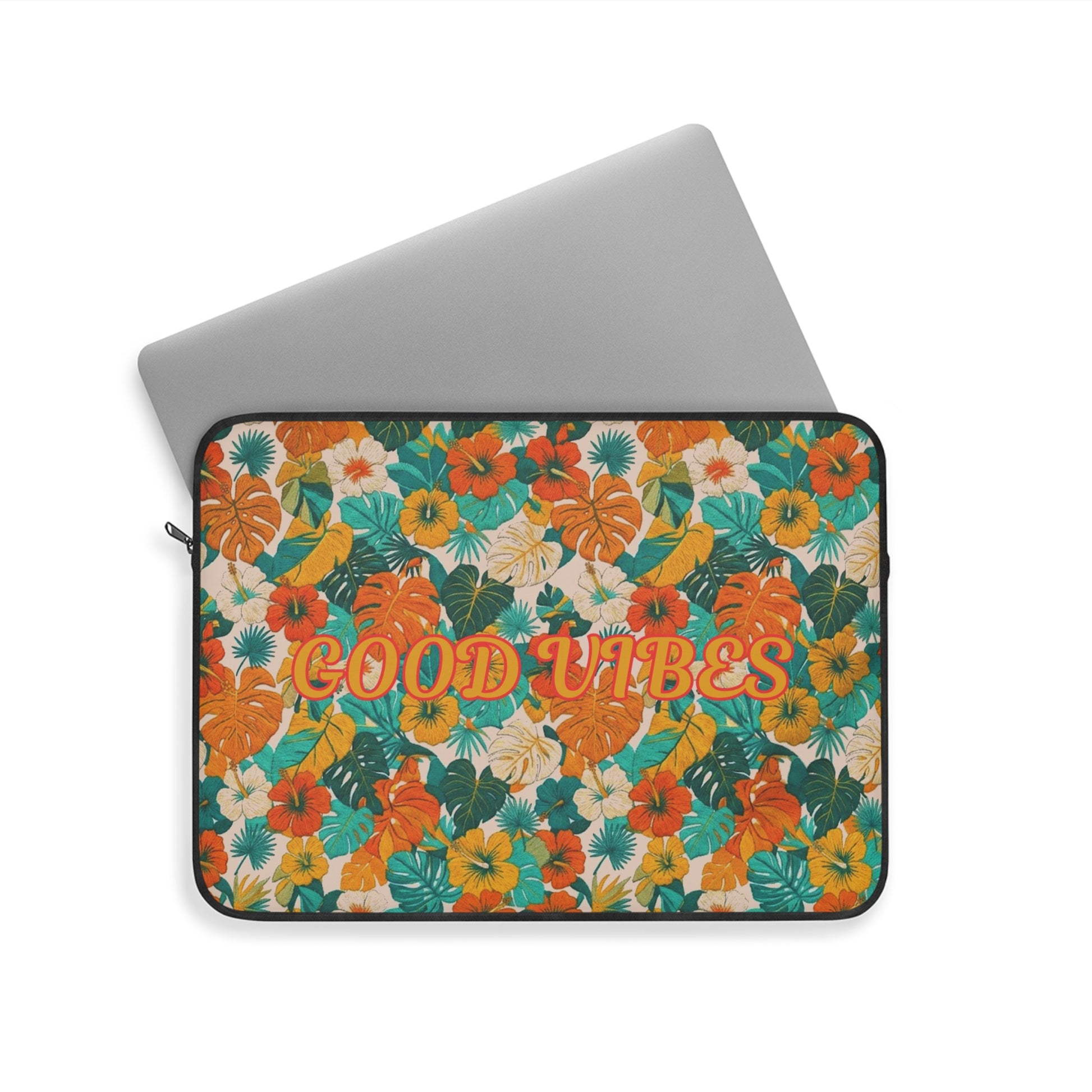 Good Vibes Floral Laptop Sleeve — Retro Tropical Protective Case. Summer. - Trending Novelties & Gifts