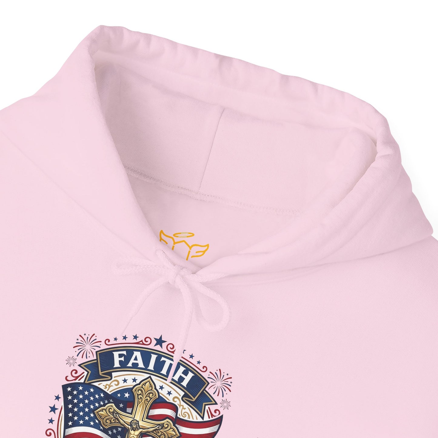 Catholic Faith, Family & Freedom Hoodie - Patriotic American Flag Cross Pullover (USA 250th)
