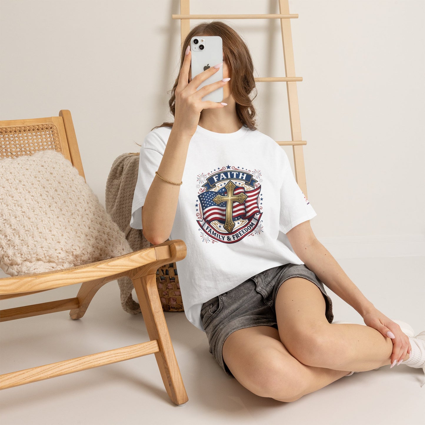 Faith, Family & Freedom Tee (USA 250th) — Patriotic Cross American Flag T-Shirt