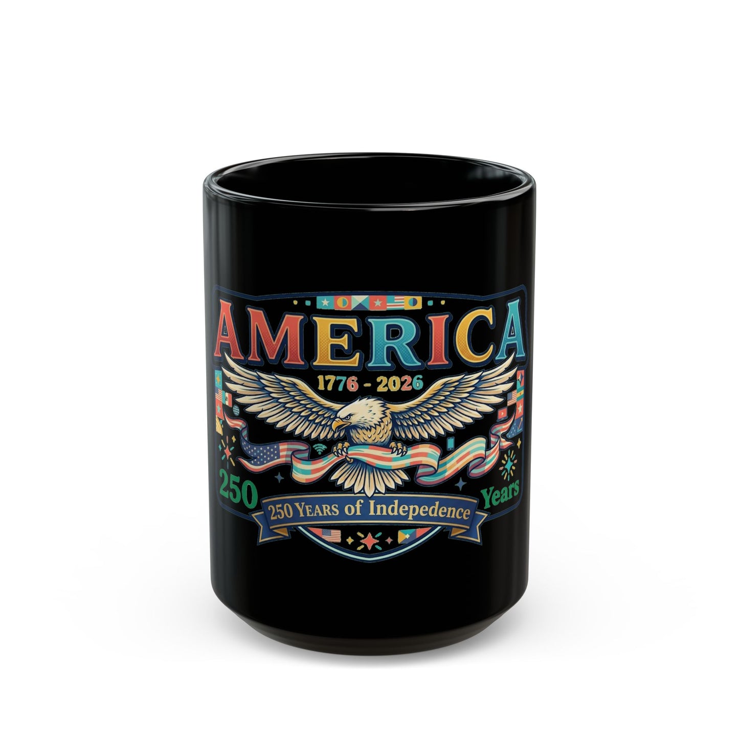 USA 250th ANNIVERSARY Eagle Black Mug | America 250th Anniversary Patriotic Coffee Cup - Trending Novelties & Gifts