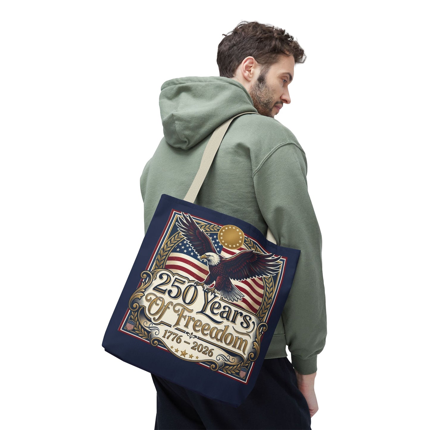 250 Years of Freedom Tote Bag — USA 250th ANNIVERSARY Eagle American Flag Tote Bag - Trending Novelties & Gifts
