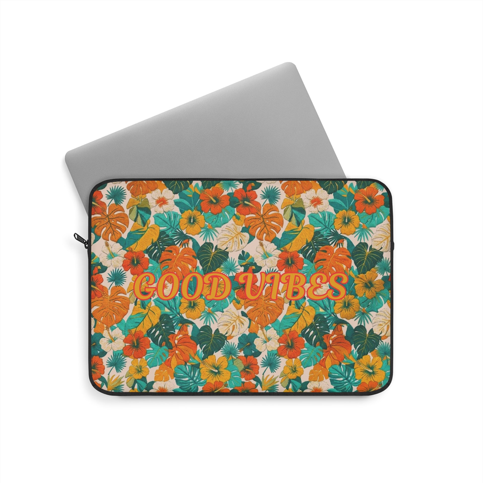 Good Vibes Floral Laptop Sleeve — Retro Tropical Protective Case. Summer. - Trending Novelties & Gifts
