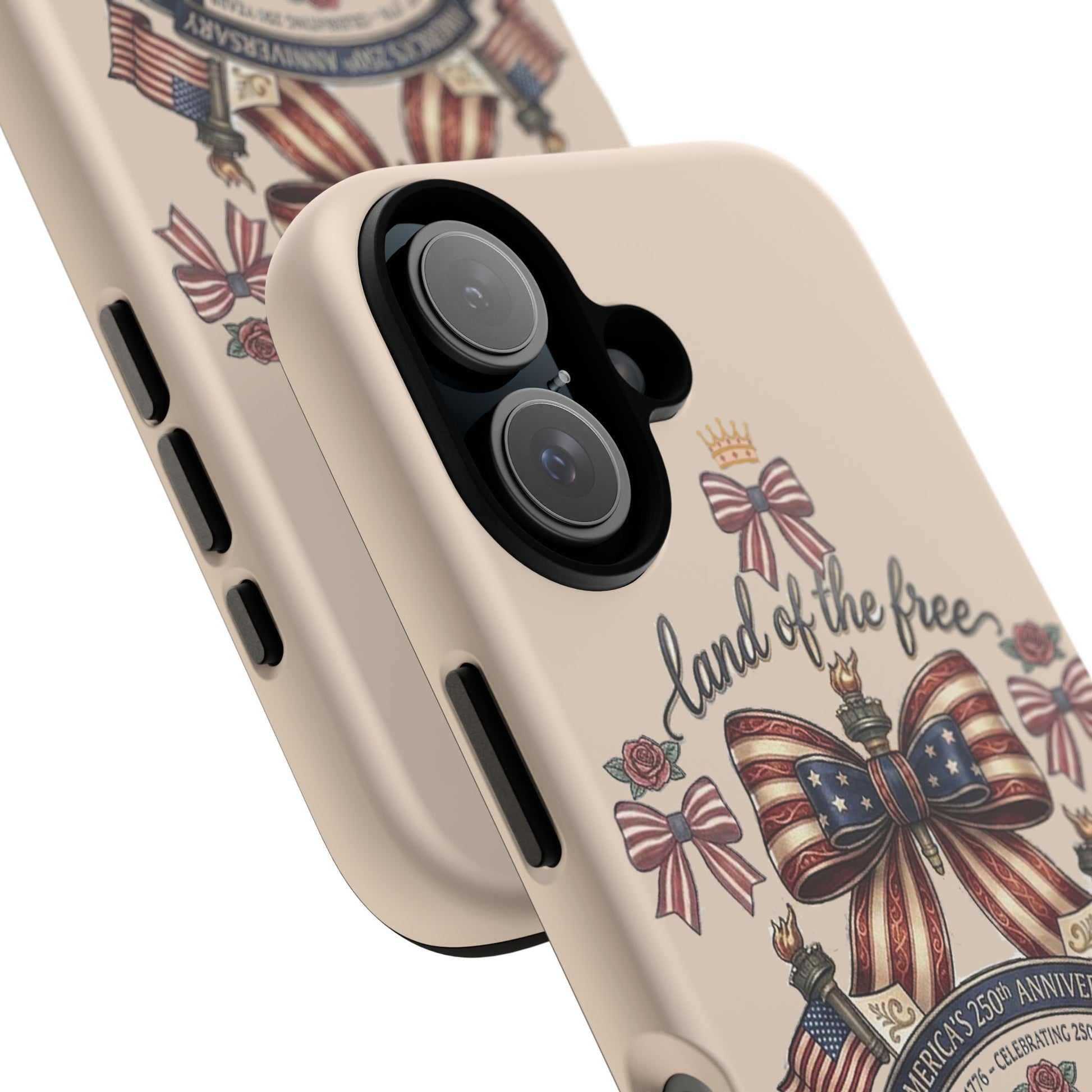 USA 250th ANNIVERSARY "Land of the Free" Tough Phone Case – USA Flag Bow Phone Cover - Trending Novelties & Gifts