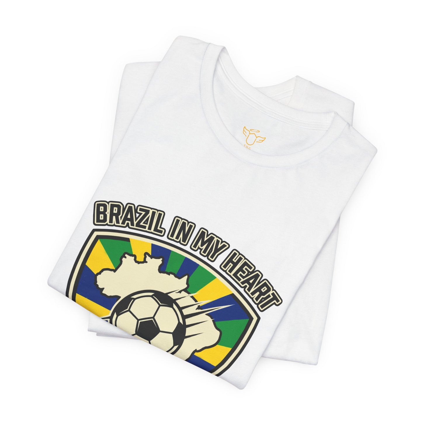 Brazil in My Heart Soccer Crest Tee | country pride, retro soccer - Trending Novelties & Gifts