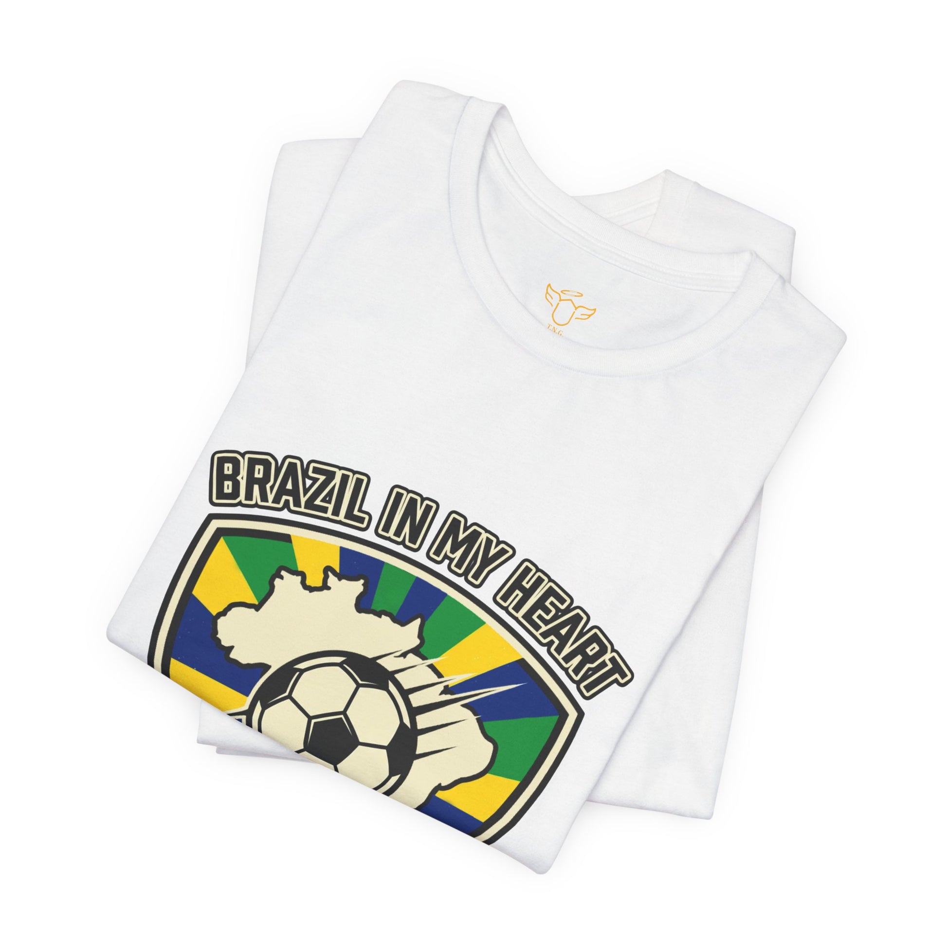 Brazil in My Heart Soccer Crest Tee | country pride, retro soccer - Trending Novelties & Gifts