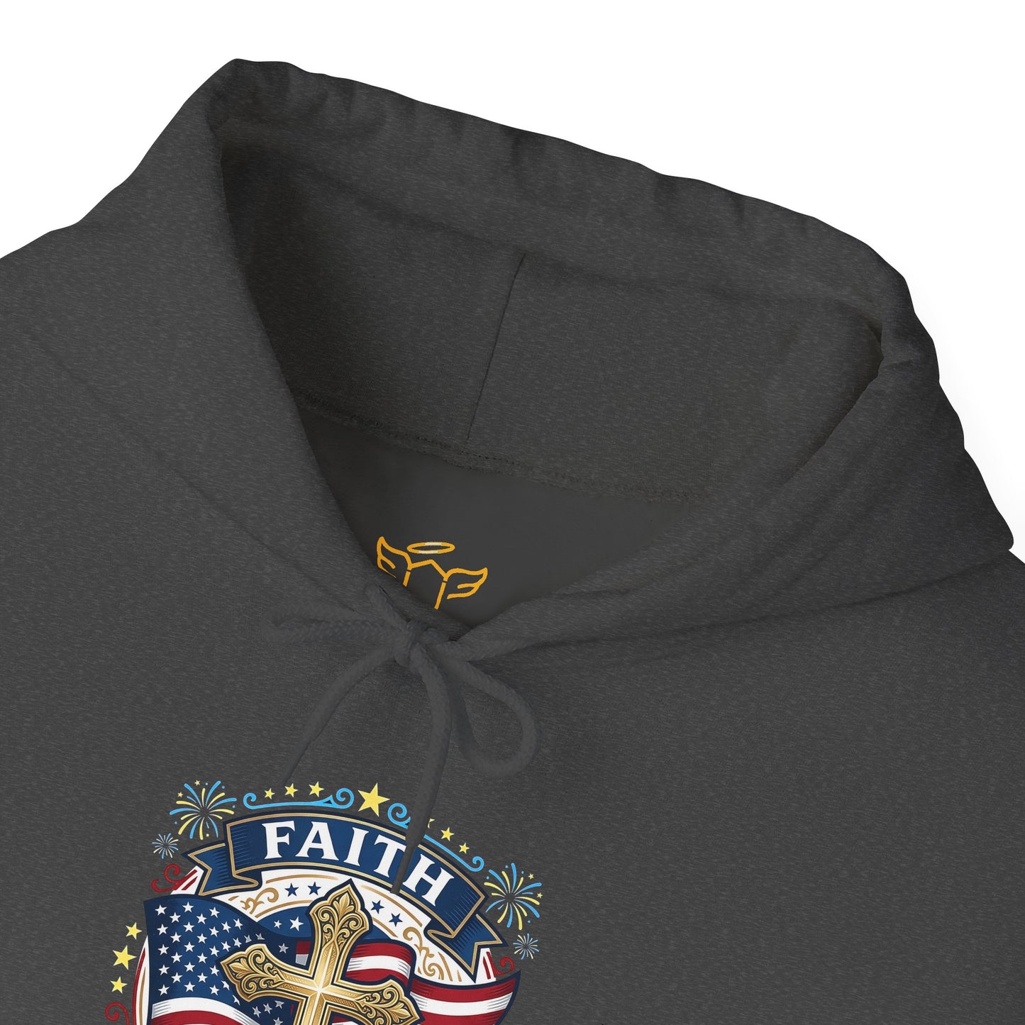 Faith, Family & Freedom Hoodie — Patriotic Cross American Flag Sweatshirt (USA 250th)