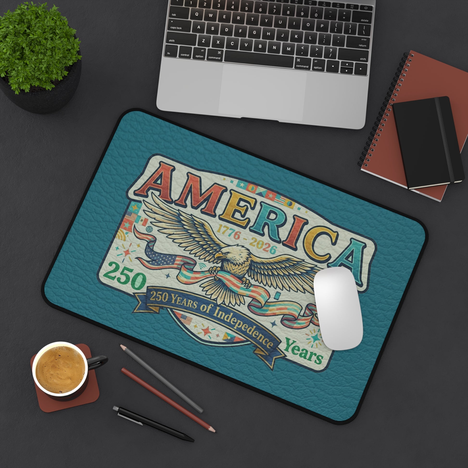 USA 250th ANNIVERSARY Desk Mat | America 250 Years Anniversary Vintage Patriotic Eagle - Trending Novelties & Gifts