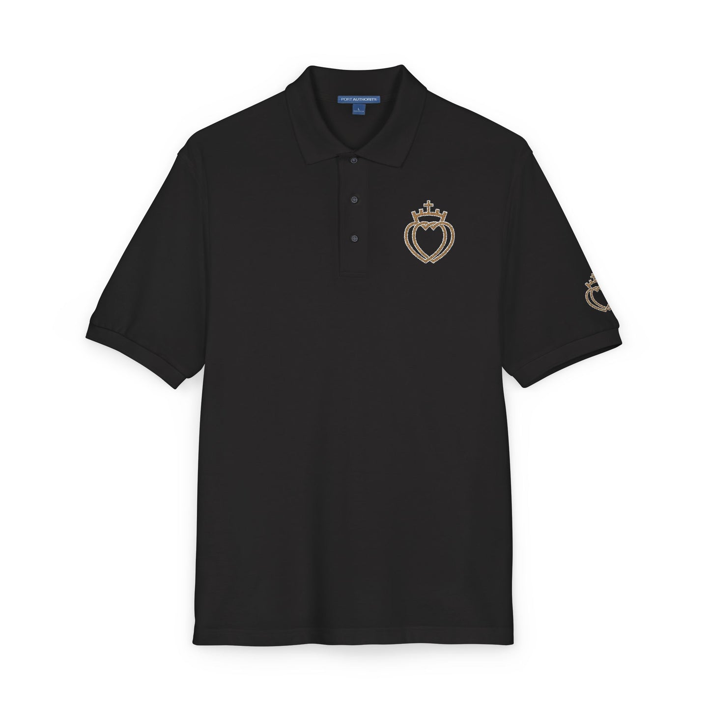 Catholic Tee - Traditional Catholic Men's Embroidered Two Hearts Polo Shirt   (CT)