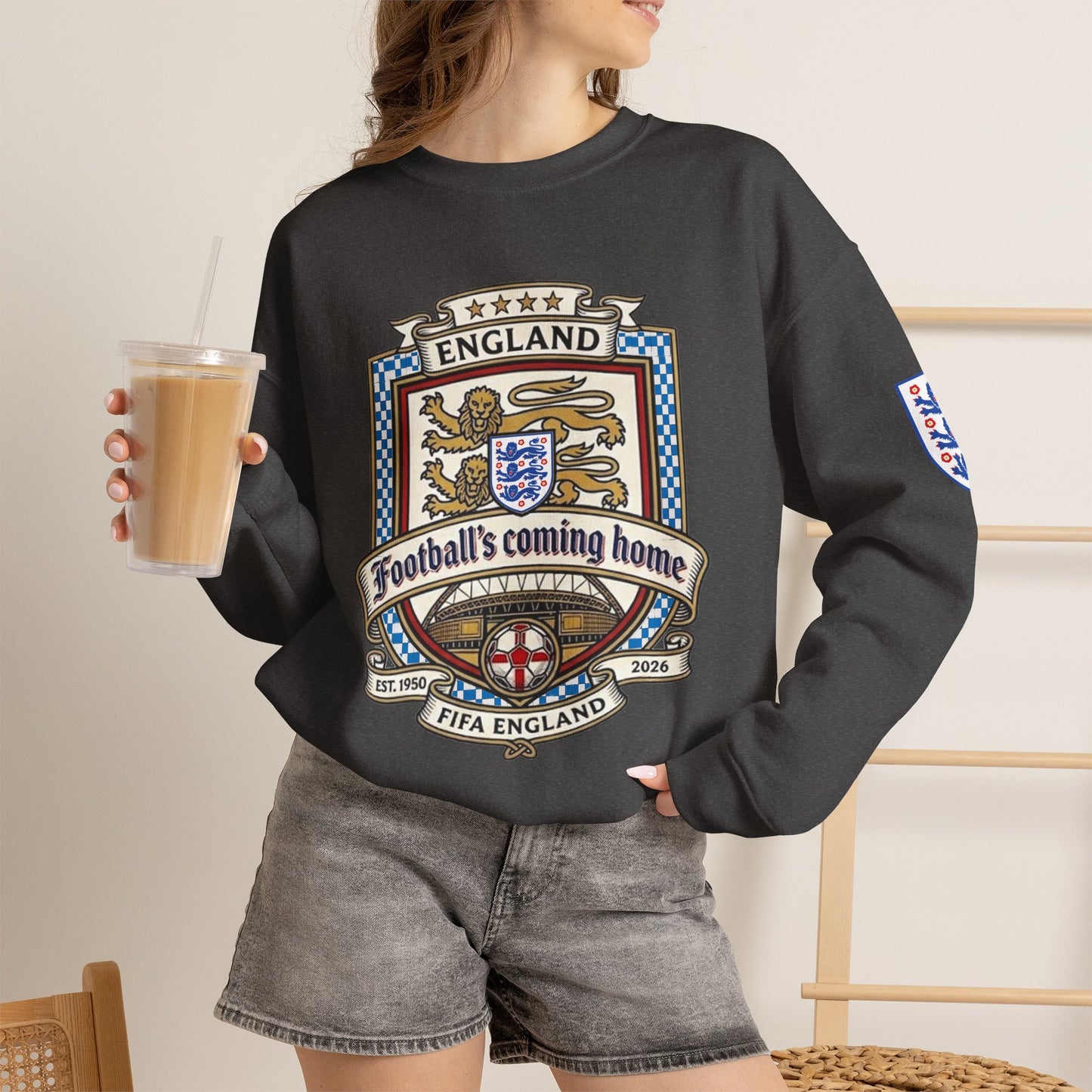 England's Soccer Fans' Crewneck Sweatshirt - "Football's Coming Home"