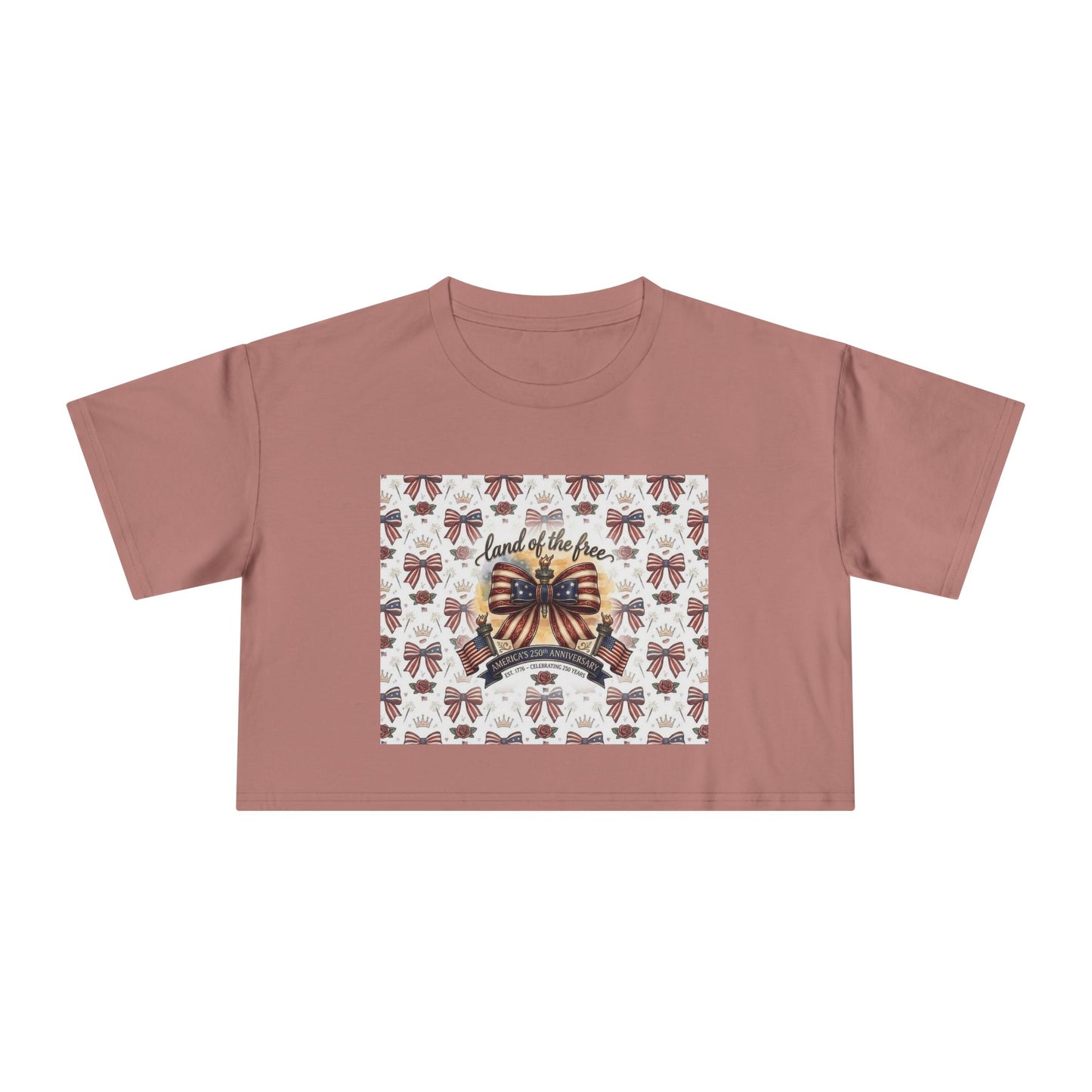 USA 250th ANNIVERSARY Women’s Crop Tee — Patriotic "Land of the Free" Women’s Crop Tee - Trending Novelties & Gifts