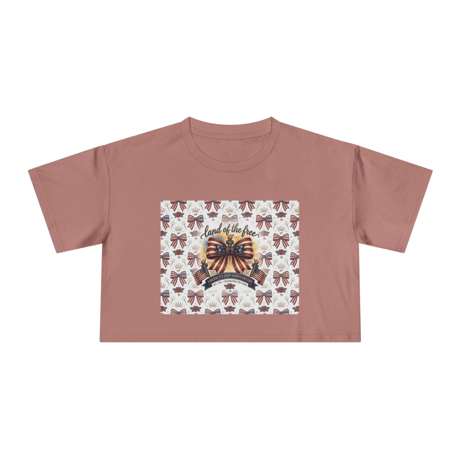 USA 250th ANNIVERSARY Women’s Crop Tee — Patriotic "Land of the Free" Women’s Crop Tee - Trending Novelties & Gifts