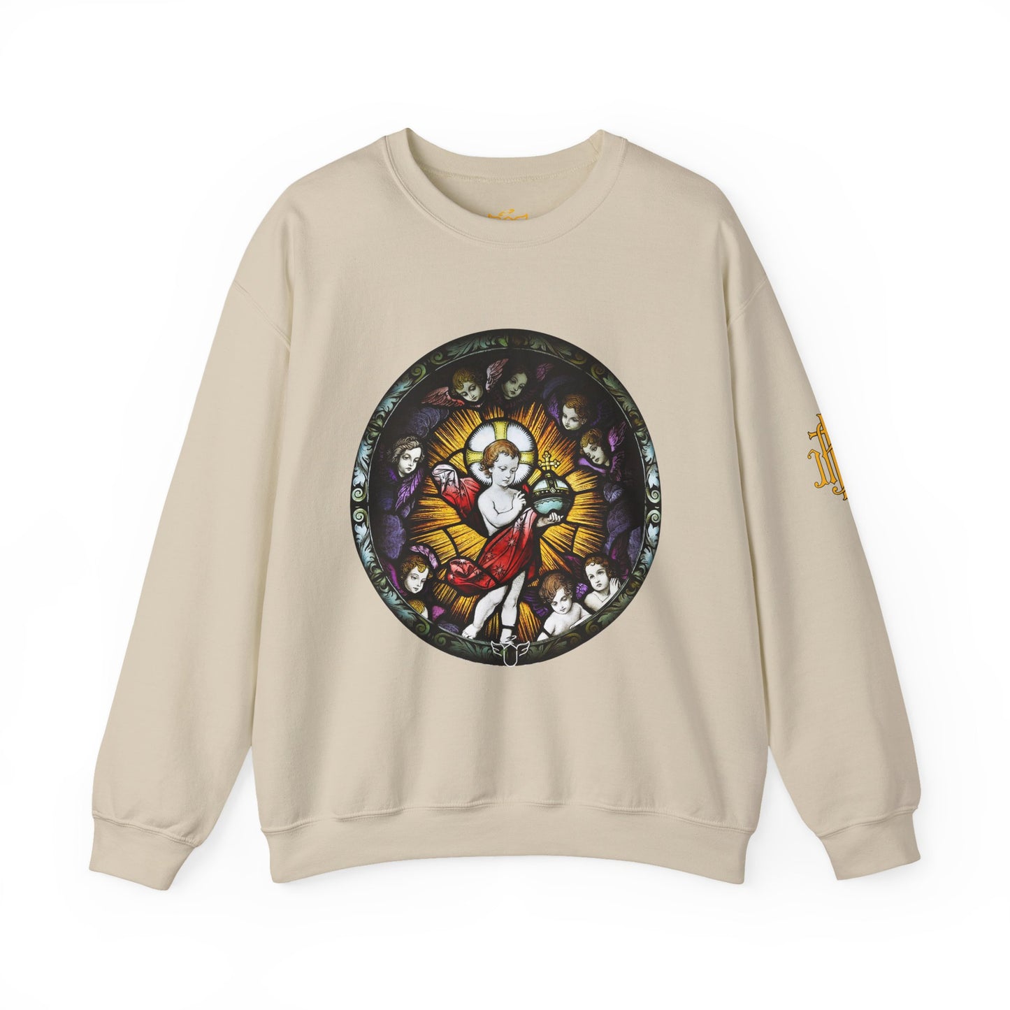 Catholic Stained Glass Designed Baby Jesus  Sweatshirt (CT)