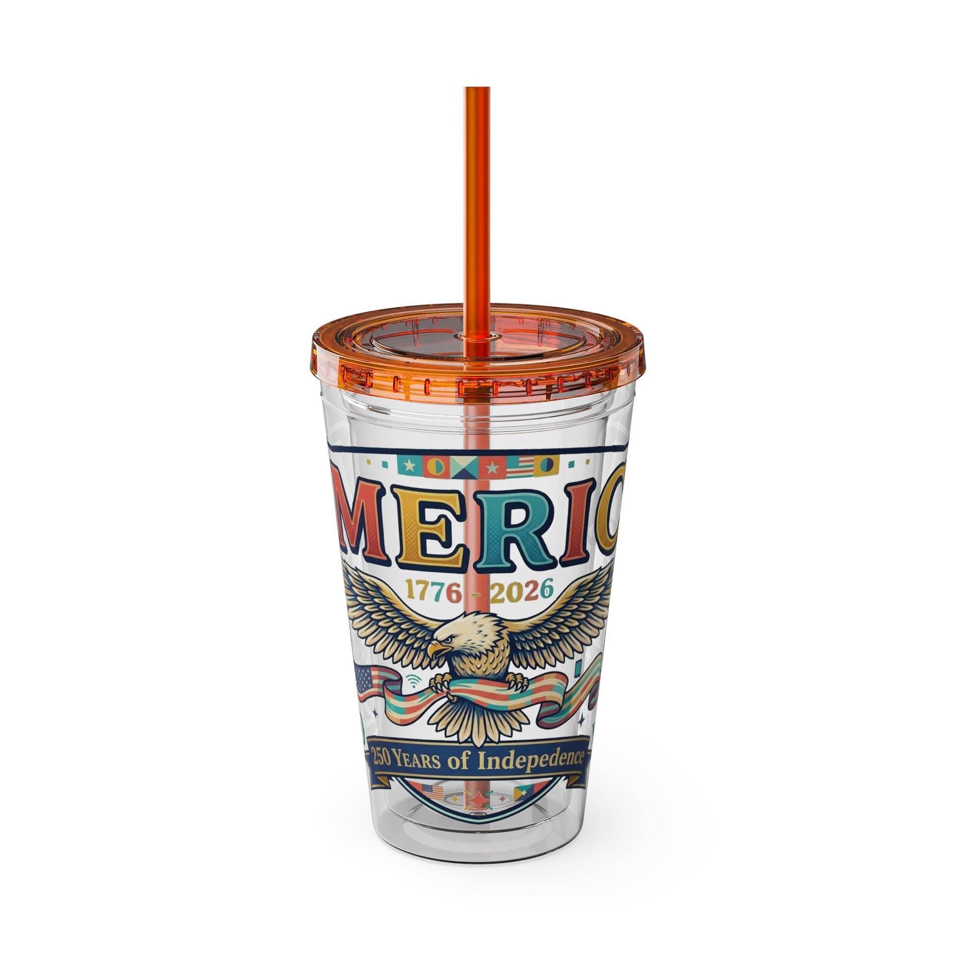 America 250 Years Eagle Tumbler with Straw |  USA 250th ANNIVERSARY Commemorative Drink Cup - Trending Novelties & Gifts