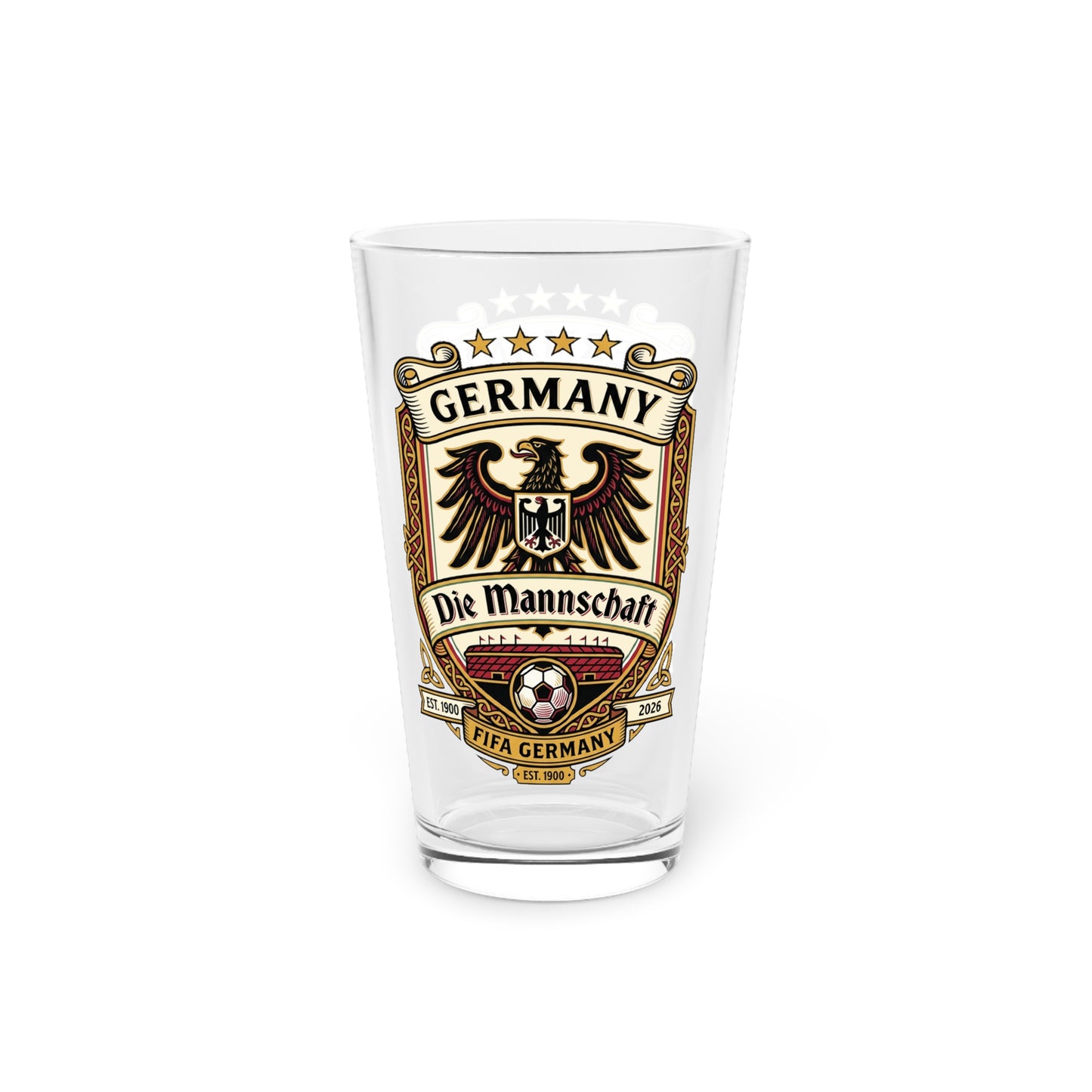 Germany Soccer Crest Pint Glass — Germany Soccer 'Die Mannschaft'  Beer Glass
