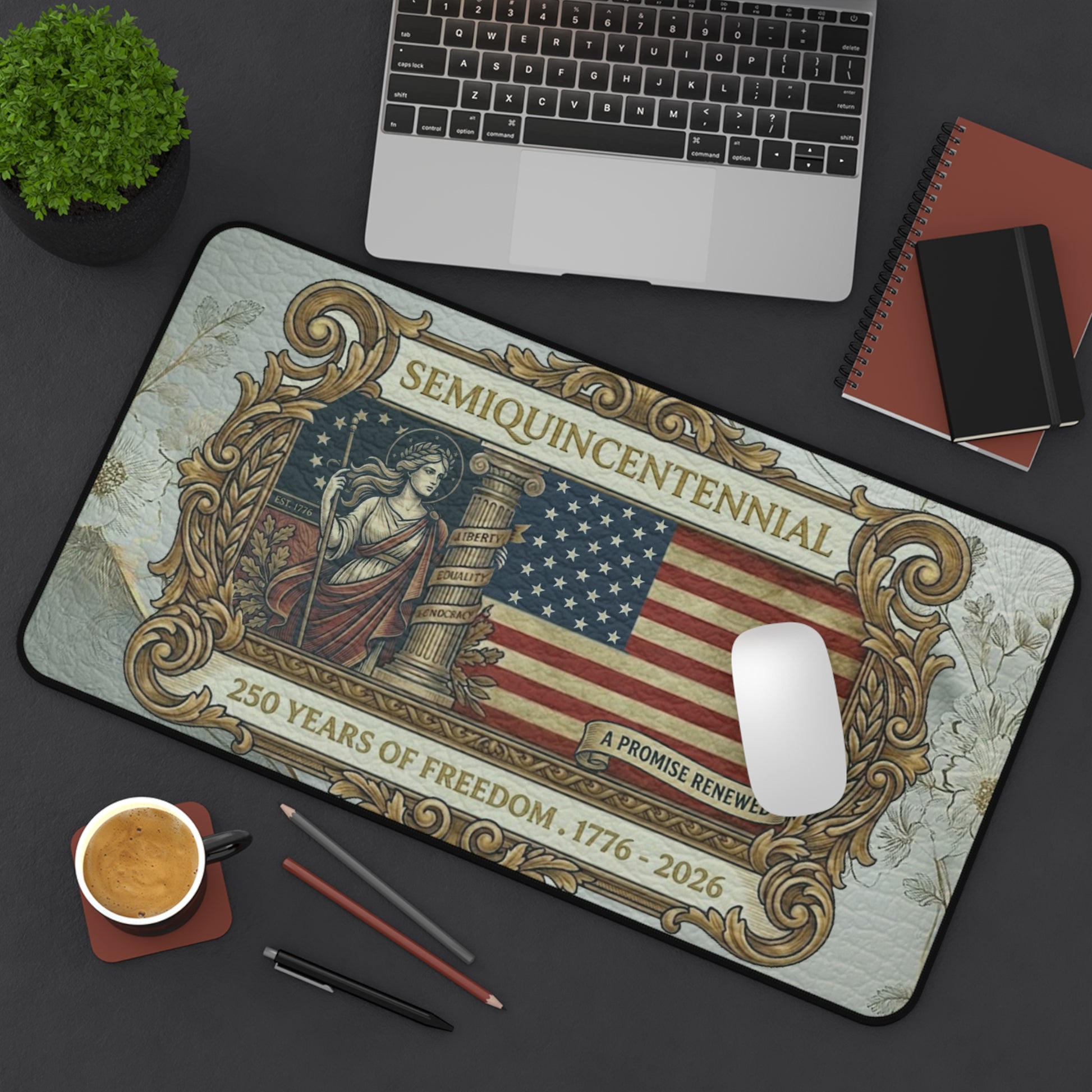 USA 250th ANNIVERSARY  (Semiquincentennial) Commemorative Desk Mat |  America 250 Years of Freedom Vintage Design Desk Mat - Trending Novelties & Gifts