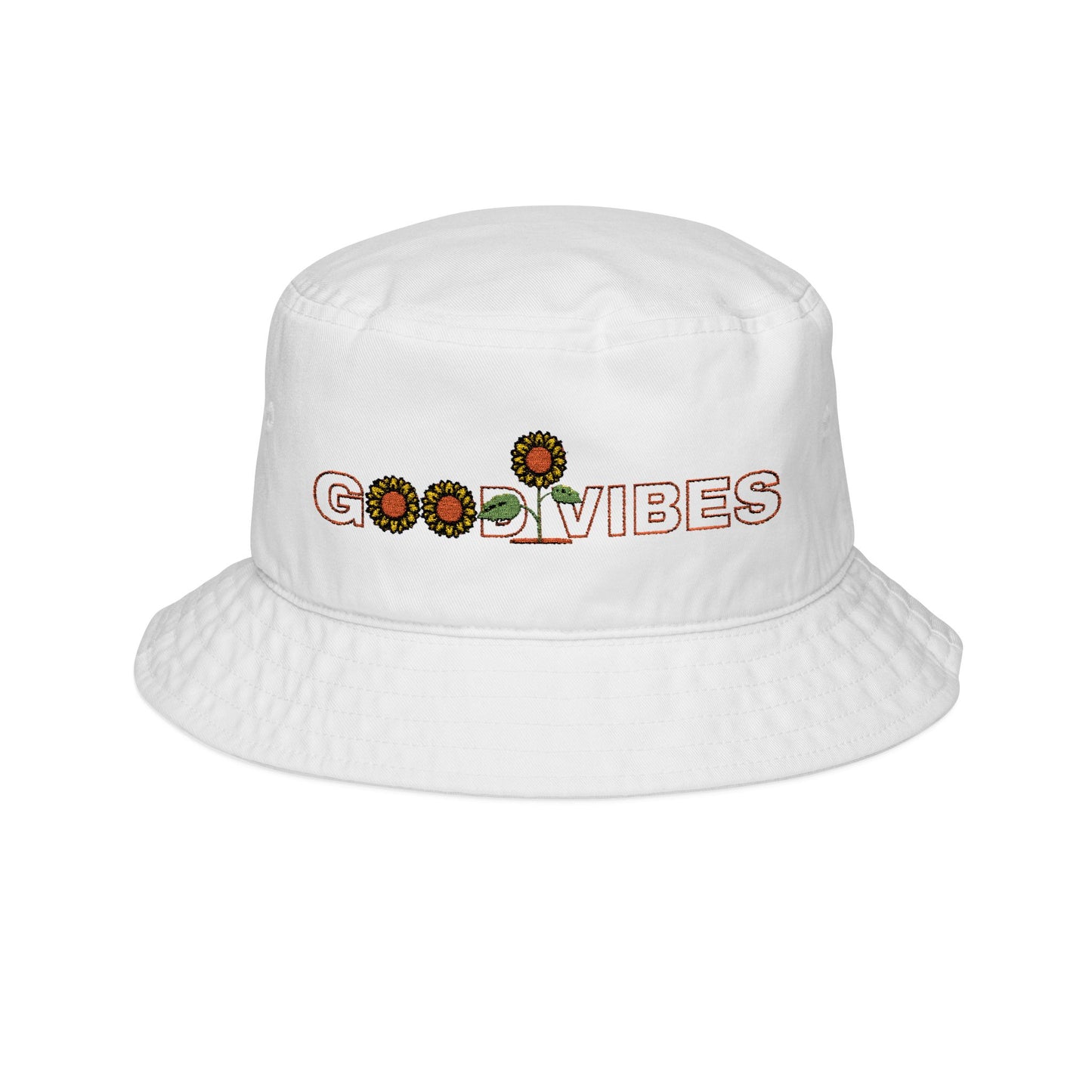 Good Vibes Embroidered Bucket Hat — Sunflower Motif Summer Hat - Trending Novelties & Gifts