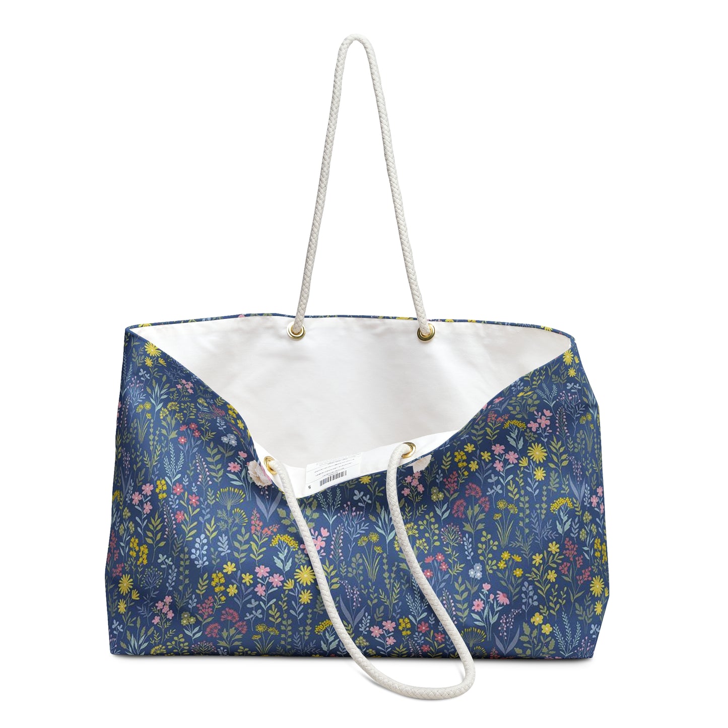 Floral Blue Weekender Bag — Hand-Painted Wildflower Travel Tote (summer)