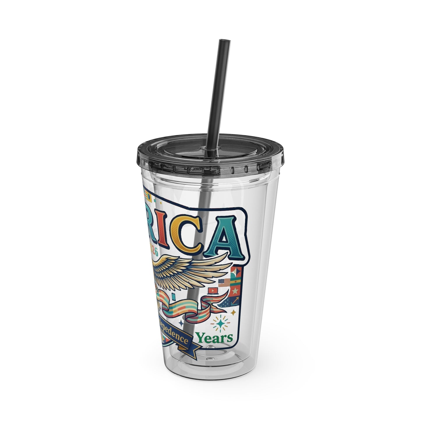 America 250 Years Eagle Tumbler with Straw |  USA 250th ANNIVERSARY Commemorative Drink Cup - Trending Novelties & Gifts