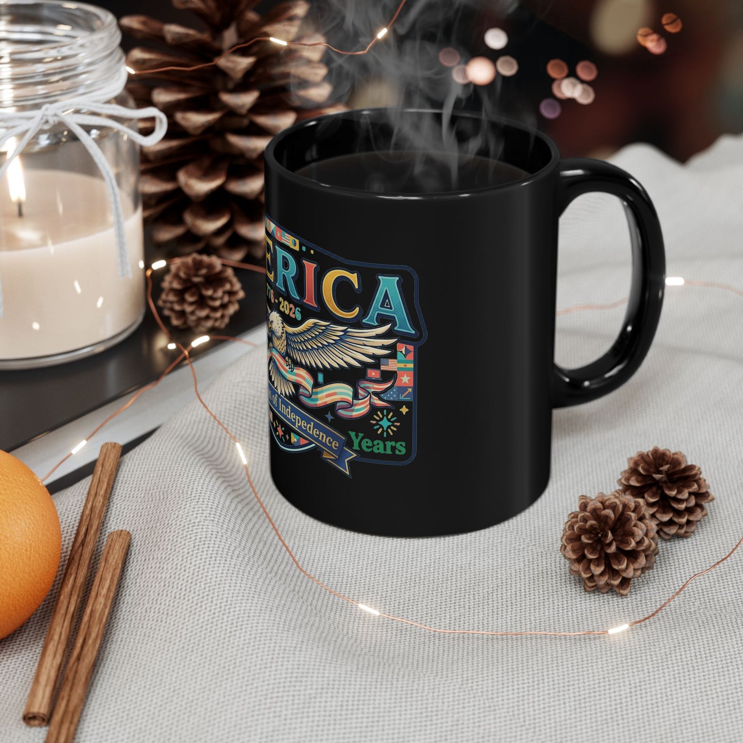 USA 250th ANNIVERSARY Eagle Black Mug | America 250th Anniversary Patriotic Coffee Cup - Trending Novelties & Gifts