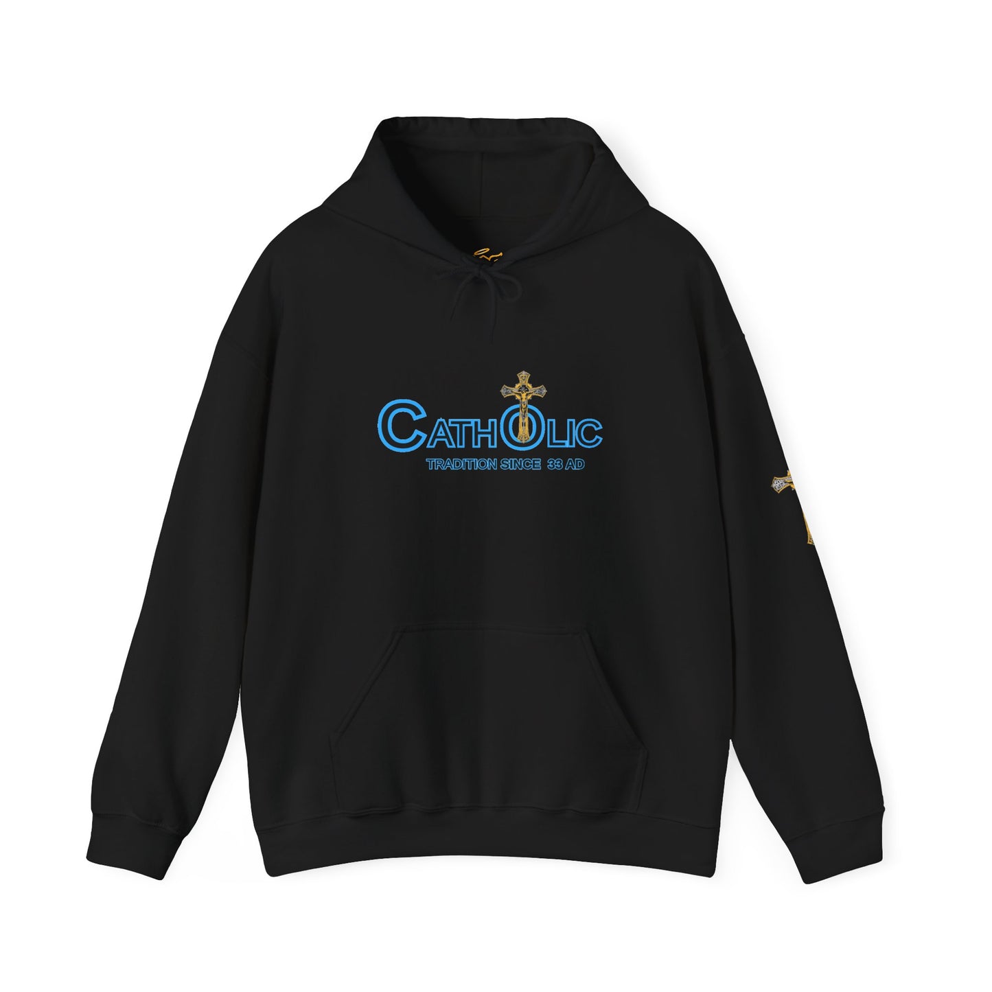 Catholic Hoodie - "Catholic: Tradition Since 33 AD" Pullover with Cross Accent (CT)