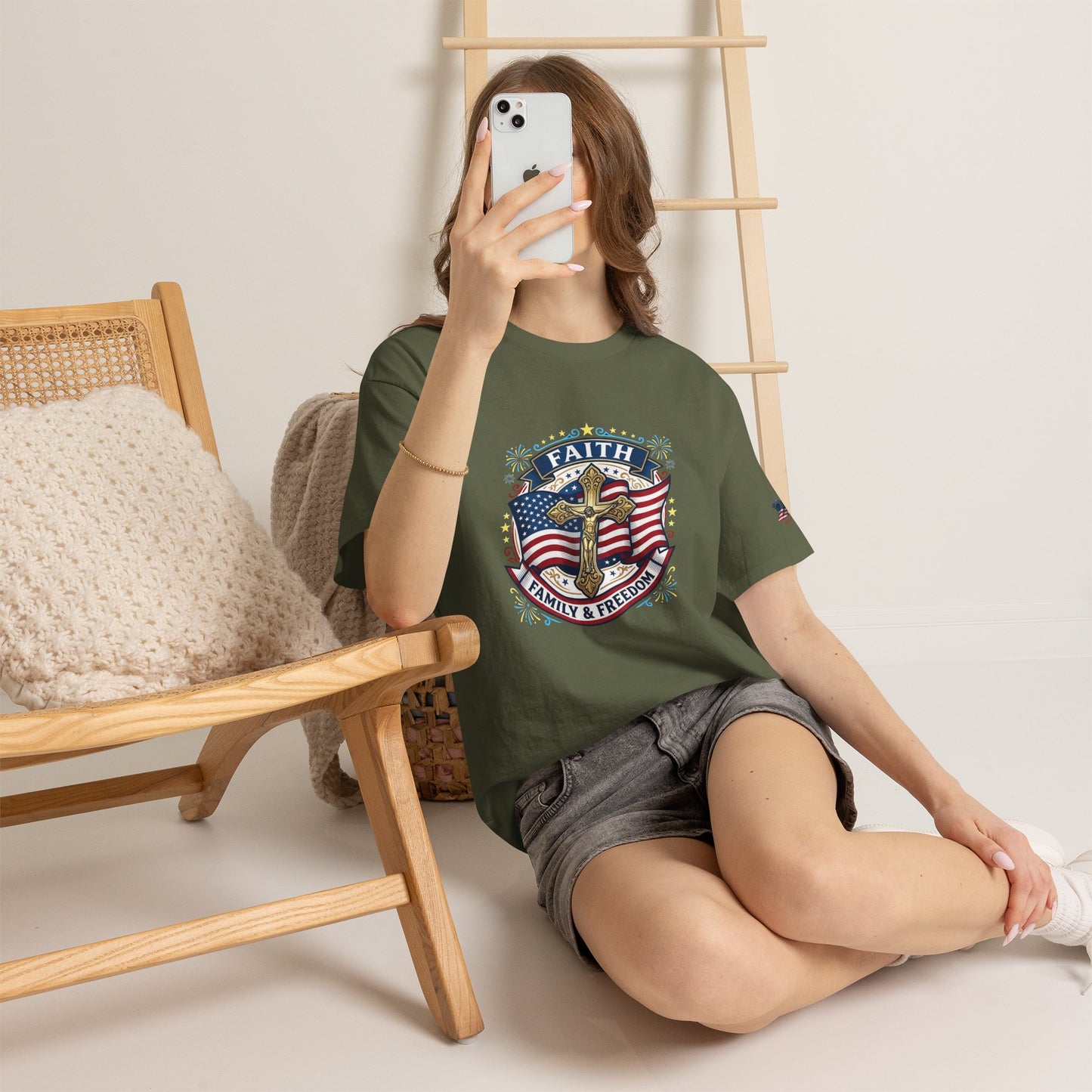 Catholic Faith Family & Freedom T-Shirt — American Flag Cross Patriotic T-shirt (USA 250th)