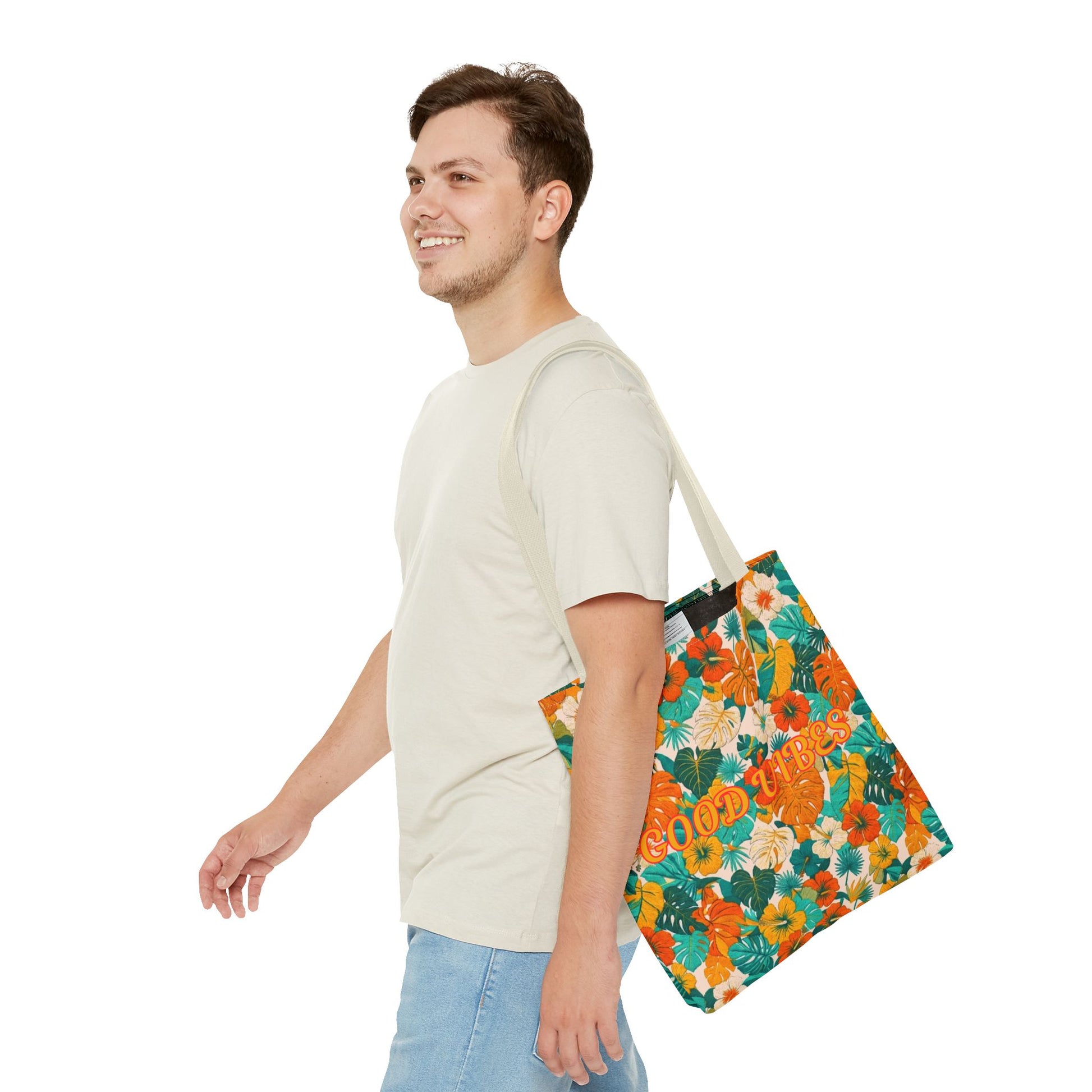 Good Vibes Floral Tote Bag — Summer Tropical All-Over Print Tote - Trending Novelties & Gifts