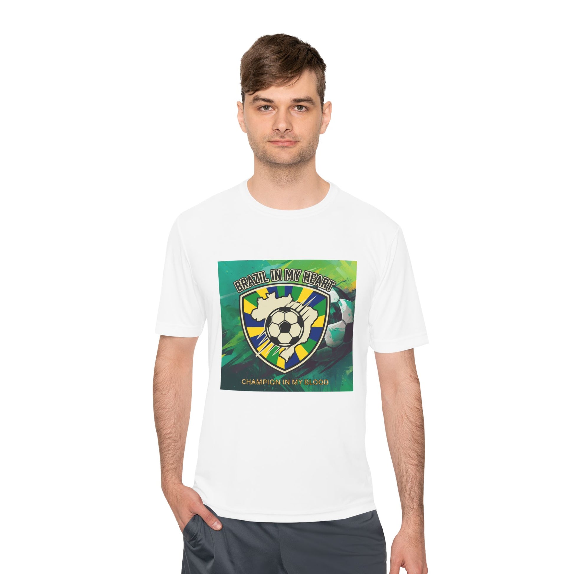 Brazil In My Heart Soccer Tee — Champion In My Blood Moisture-Wicking Shirt - Trending Novelties & Gifts