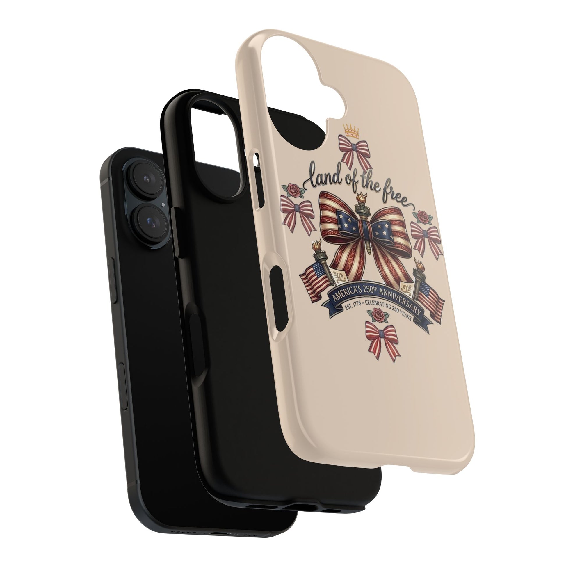 USA 250th ANNIVERSARY "Land of the Free" Tough Phone Case – USA Flag Bow Phone Cover - Trending Novelties & Gifts