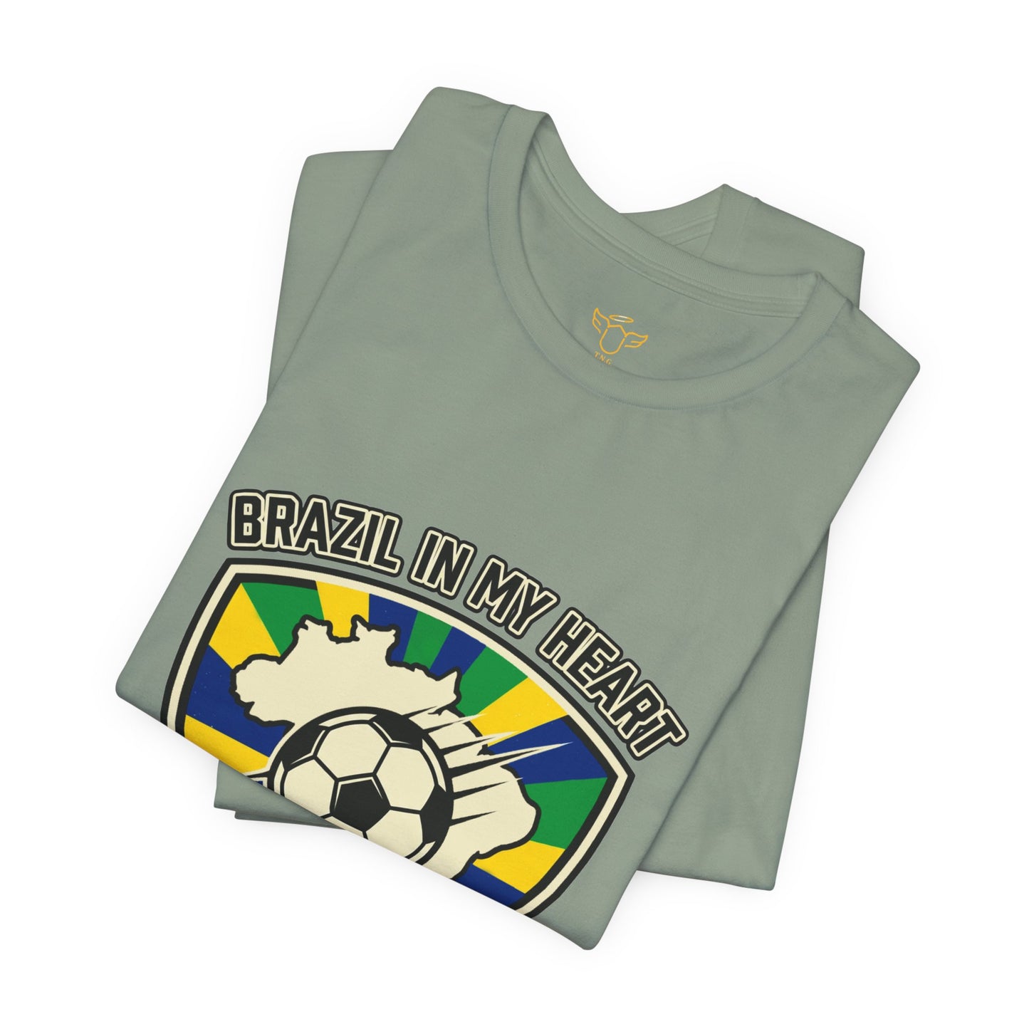 Brazil in My Heart Soccer Crest Tee | country pride, retro soccer - Trending Novelties & Gifts