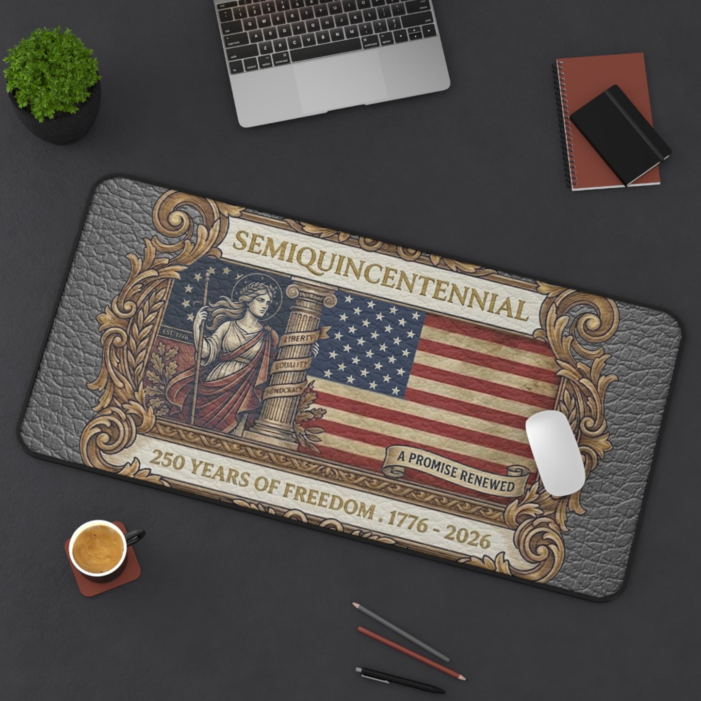 USA 250th ANNIVERSARY (Semiquincentennial) Desk Mat |  America 250 Years of Freedom Patriotic Design Desk Mat - Trending Novelties & Gifts