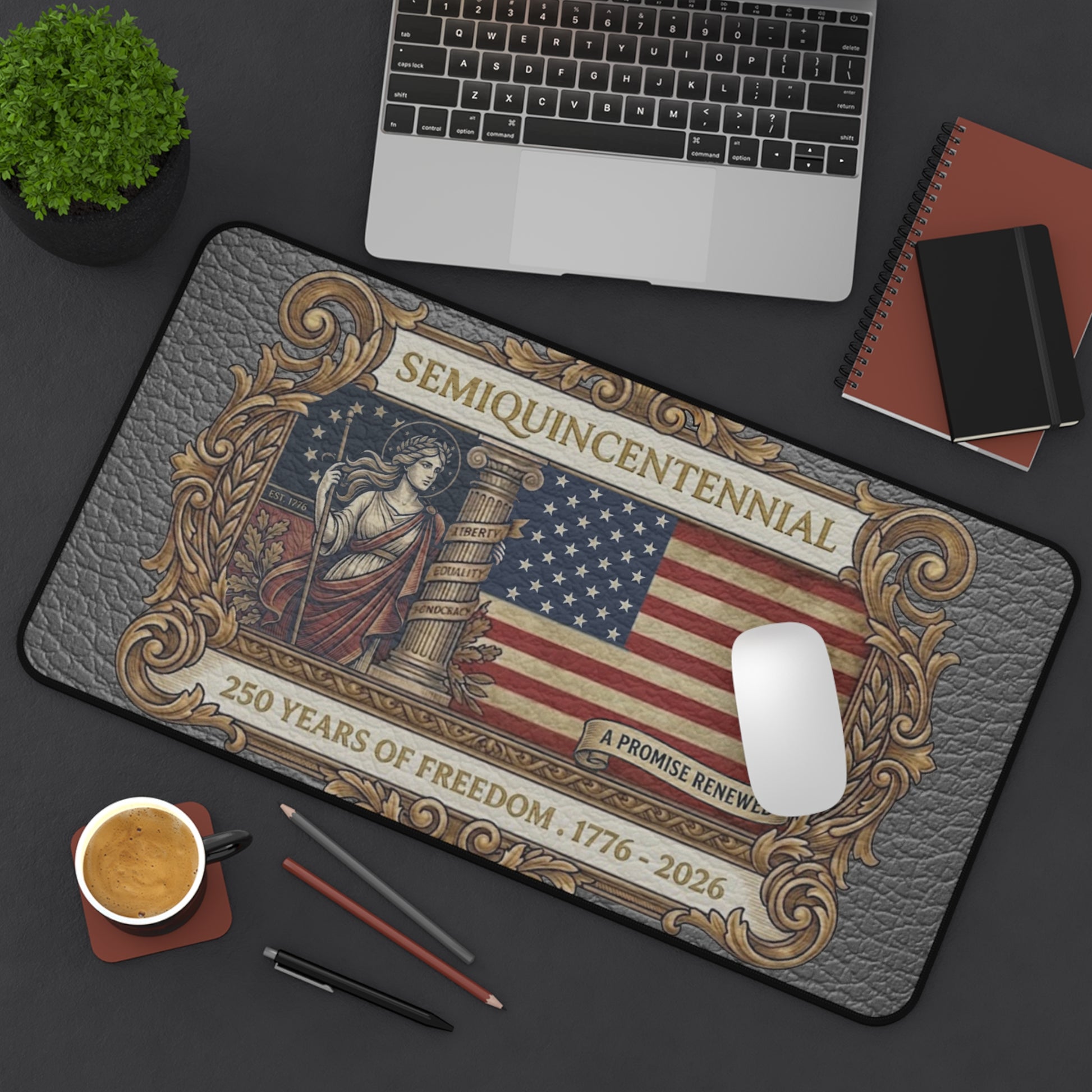 USA 250th ANNIVERSARY (Semiquincentennial) Desk Mat |  America 250 Years of Freedom Patriotic Design Desk Mat - Trending Novelties & Gifts