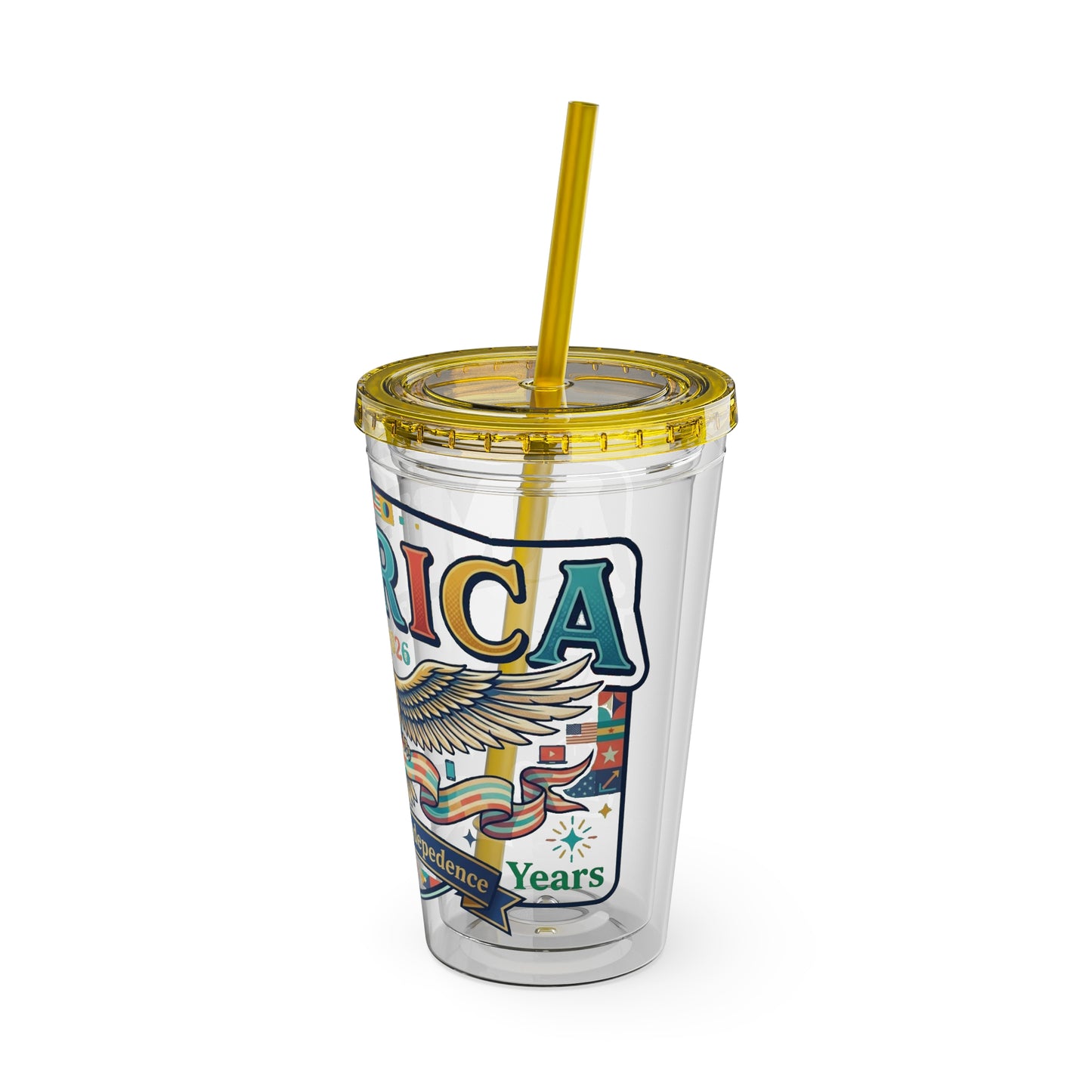 America 250 Years Eagle Tumbler with Straw |  USA 250th ANNIVERSARY Commemorative Drink Cup - Trending Novelties & Gifts