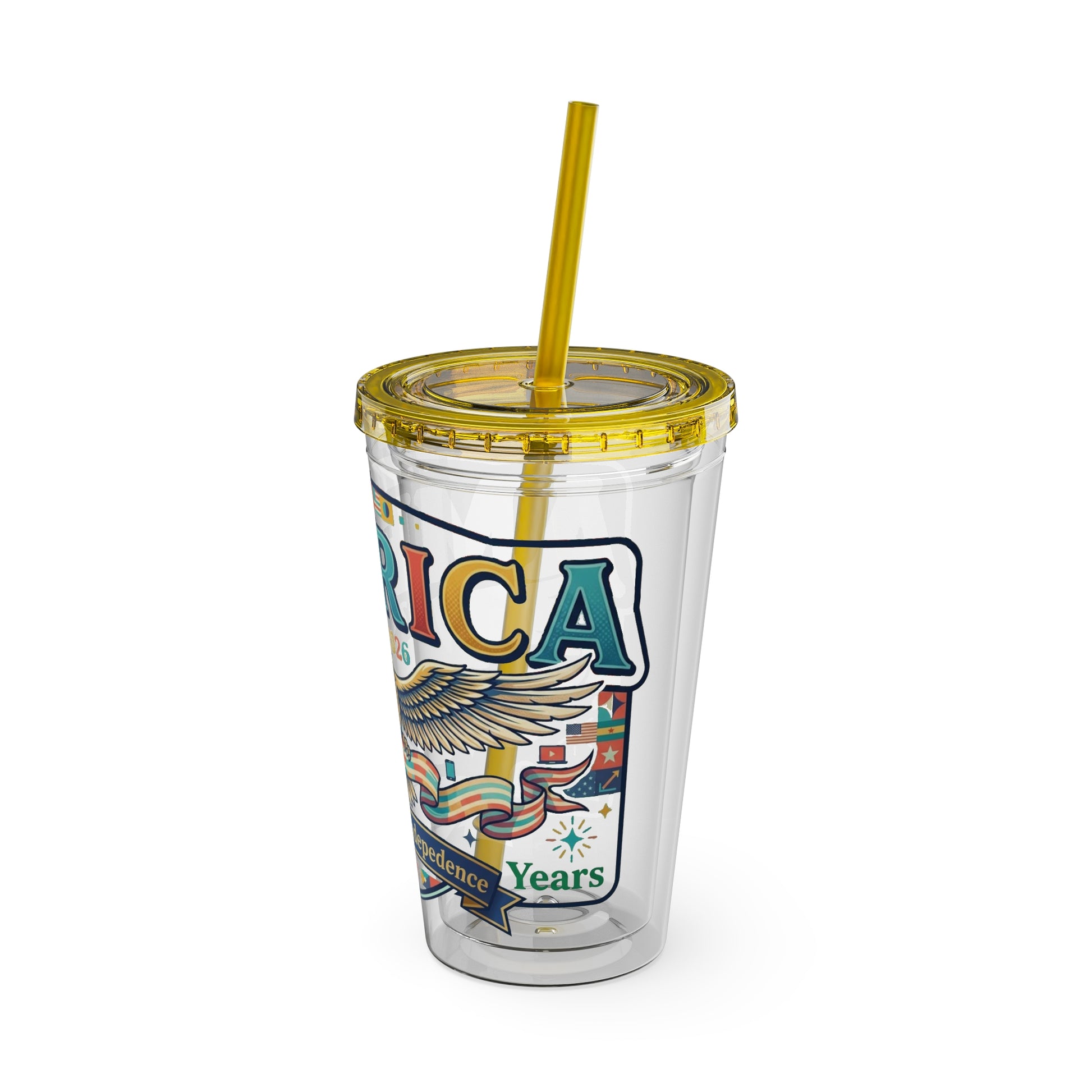 America 250 Years Eagle Tumbler with Straw |  USA 250th ANNIVERSARY Commemorative Drink Cup - Trending Novelties & Gifts