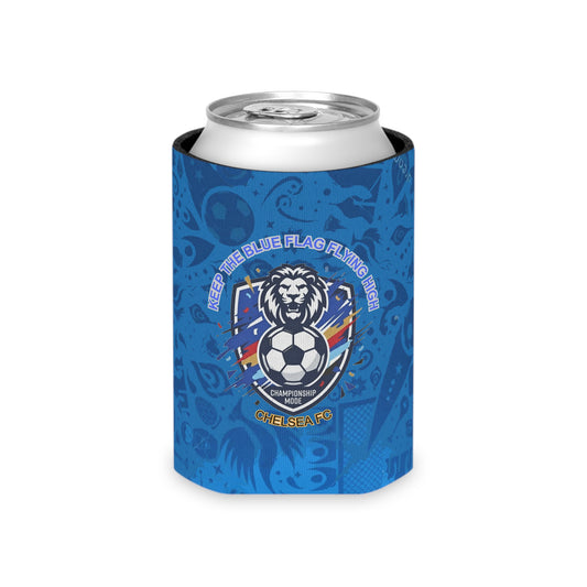 Soccer Blue Crest Can Cooler — Chelsea's Keep the Blue Flag Flying Koozie - Trending Novelties & Gifts