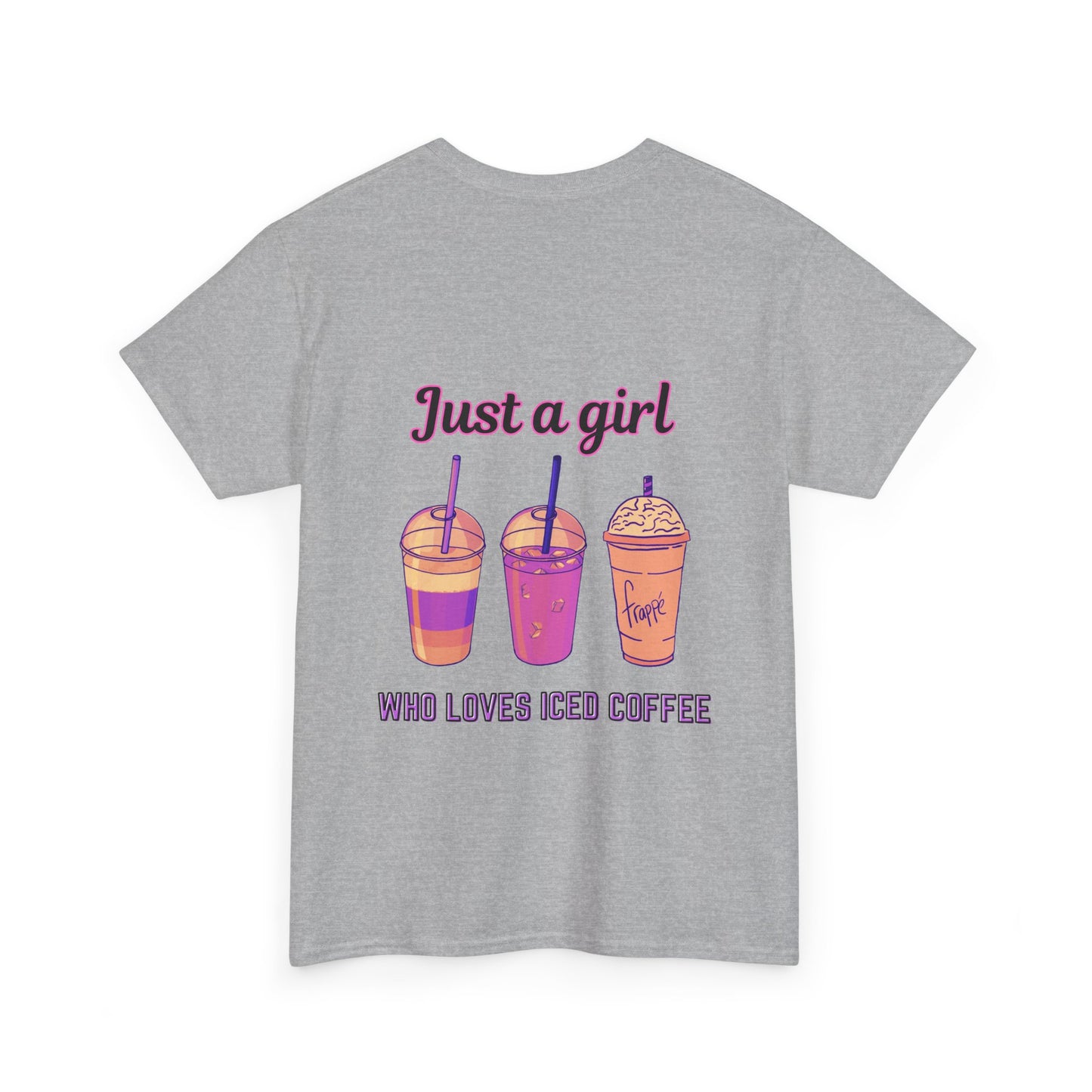 Coffee Lover Cotton Tee - Just a Girl Who Loves Iced Coffee