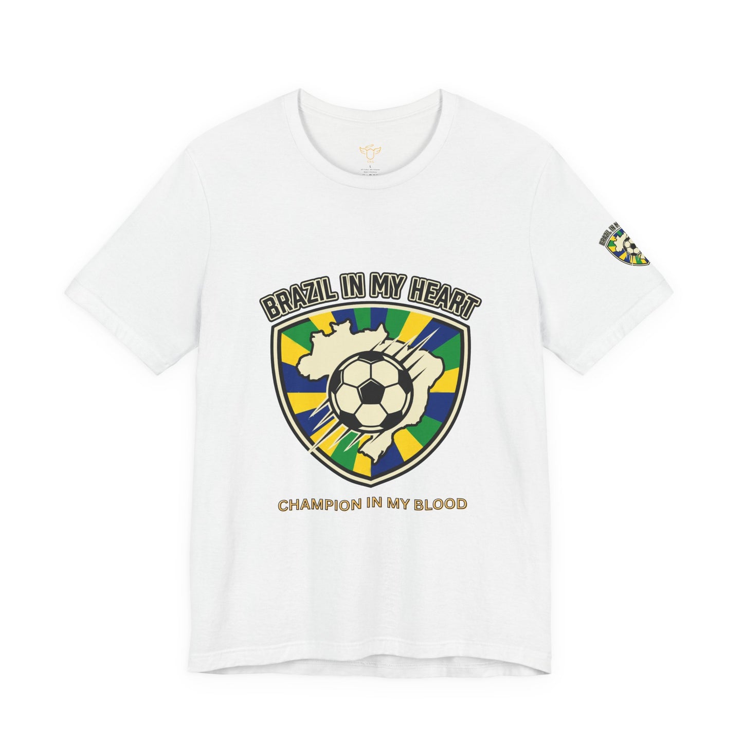 White t-shirt with Brazilian flag and soccer ball design on a white background | Brazil fans world cup 2026 shirts for sale