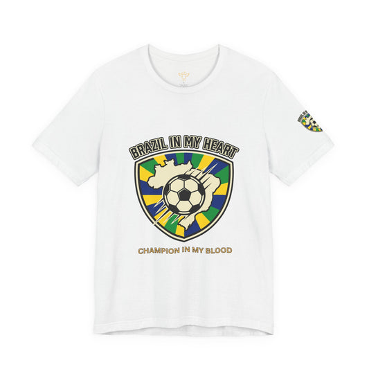 White t-shirt with Brazilian flag and soccer ball design on a white background | Brazil fans world cup 2026 shirts for sale