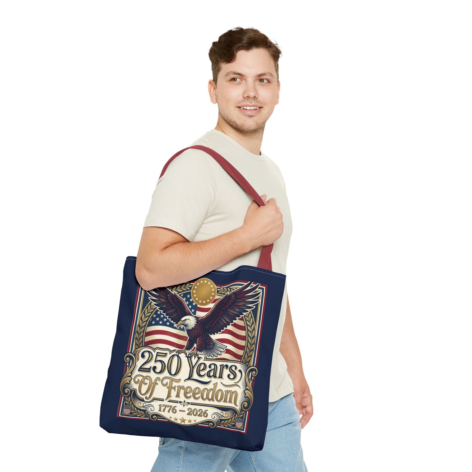 250 Years of Freedom Tote Bag — USA 250th ANNIVERSARY Eagle American Flag Tote Bag - Trending Novelties & Gifts