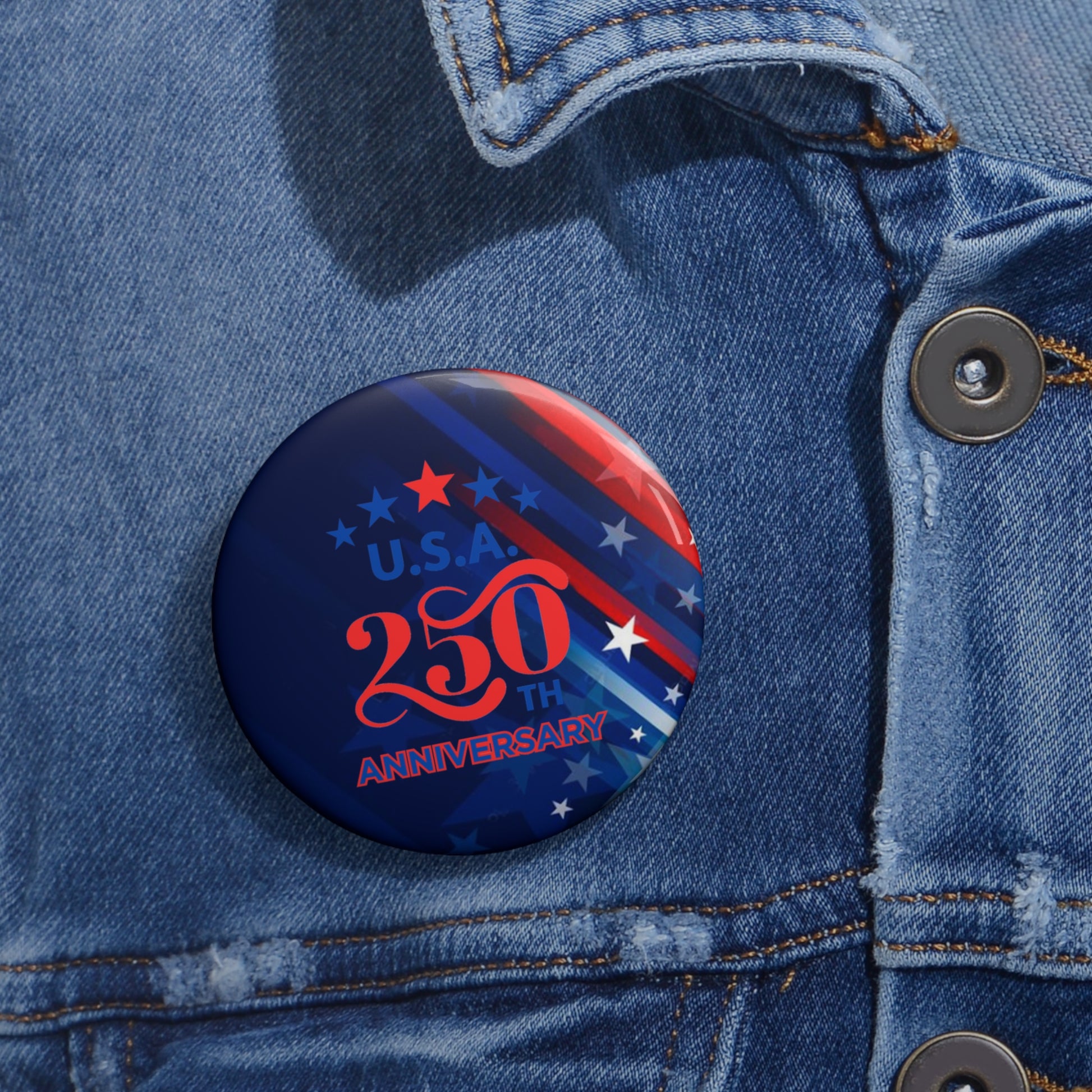USA 250th Anniversary Pin Button — Patriotic Commemorative Badge - Trending Novelties & Gifts
