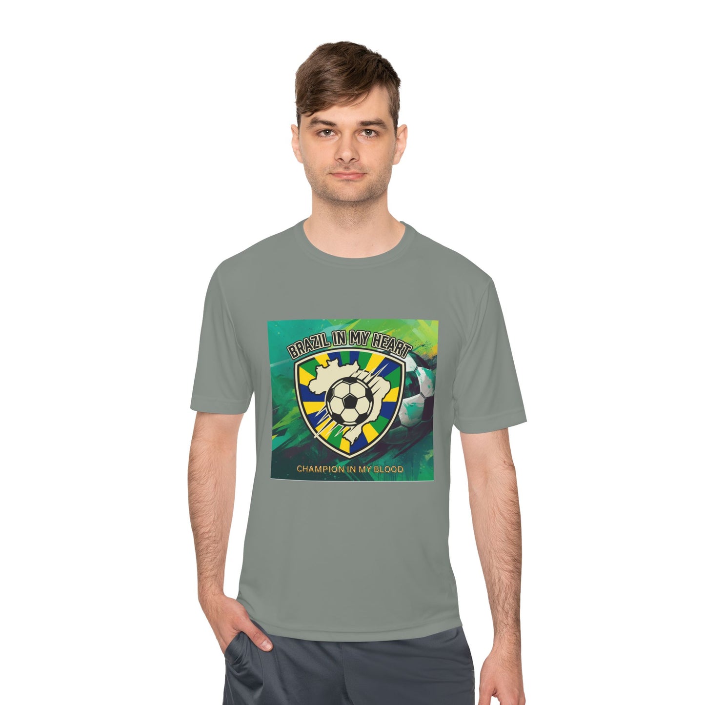 Brazil In My Heart Soccer Tee — Champion In My Blood Moisture-Wicking Shirt - Trending Novelties & Gifts