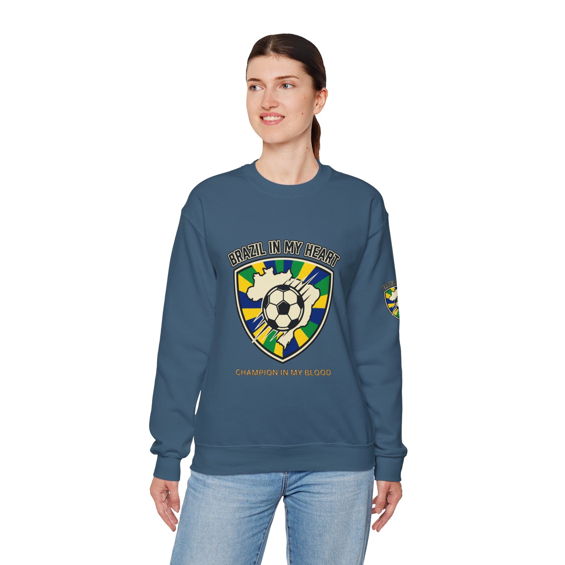 Brazil In My Heart Soccer Sweatshirt | Brazil fans world cup Soccer 2026 Sweatshirt - Trending Novelties & Gifts