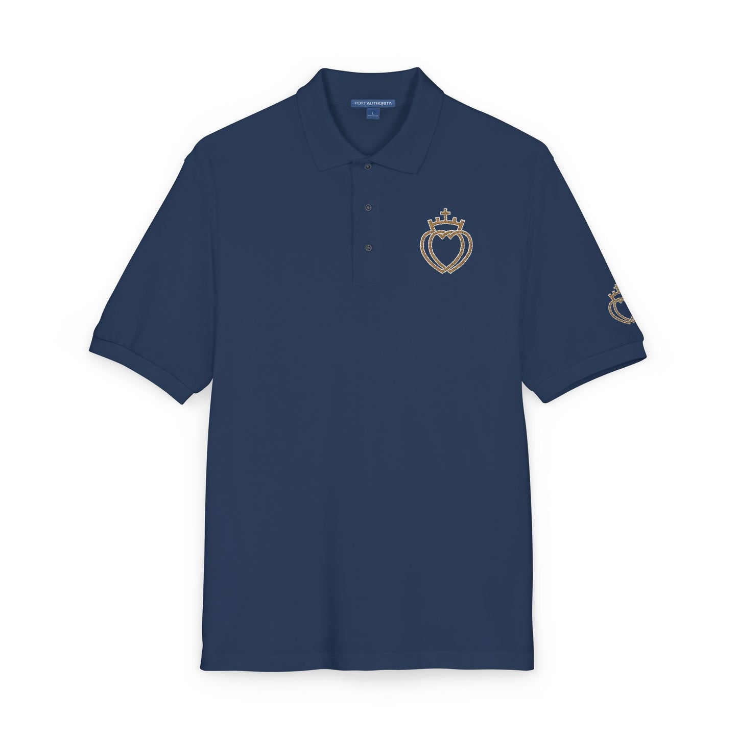 Catholic Tee - Traditional Catholic Men's Embroidered Two Hearts Polo Shirt   (CT)