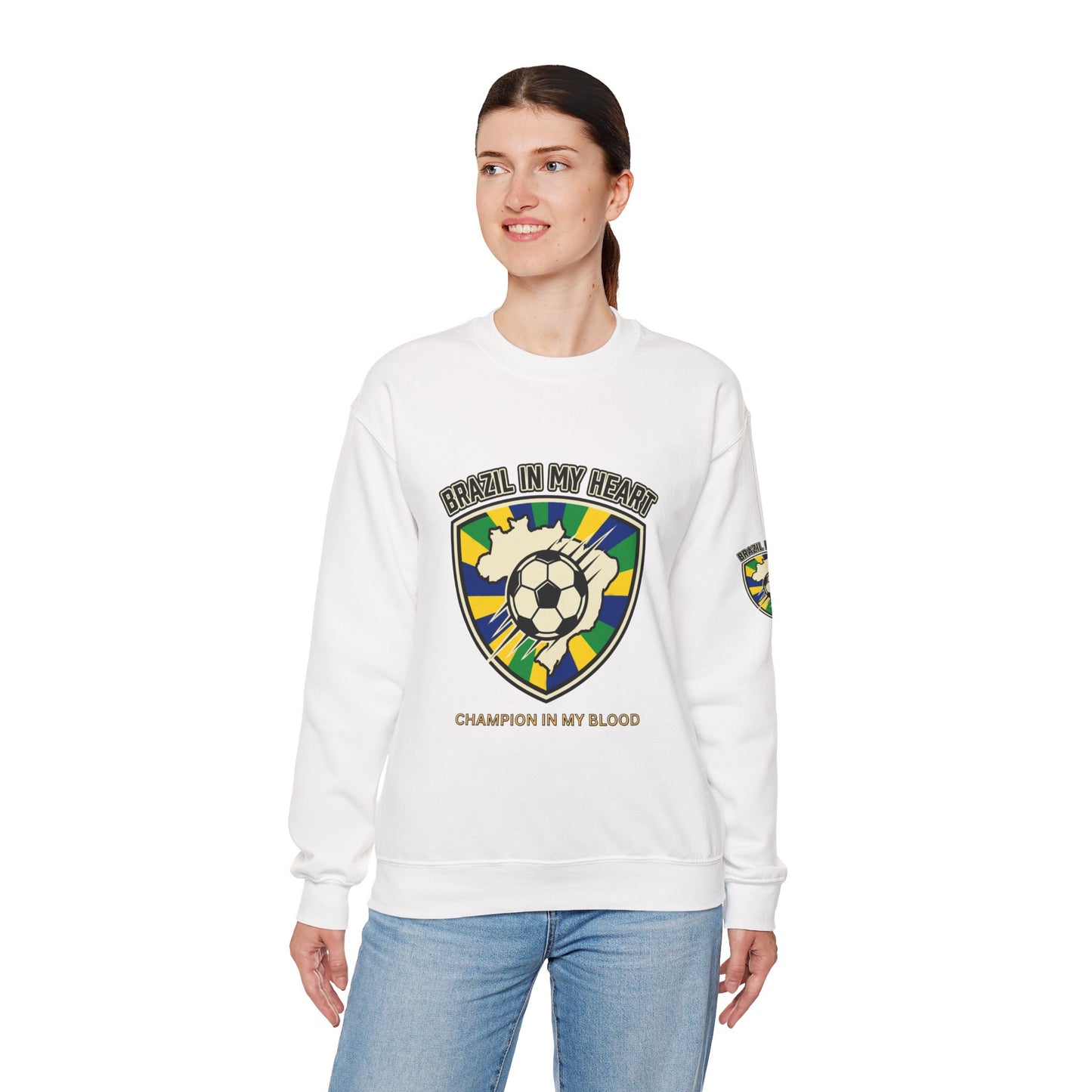 Brazil In My Heart Soccer Sweatshirt | Brazil fans world cup Soccer 2026 Sweatshirt - Trending Novelties & Gifts