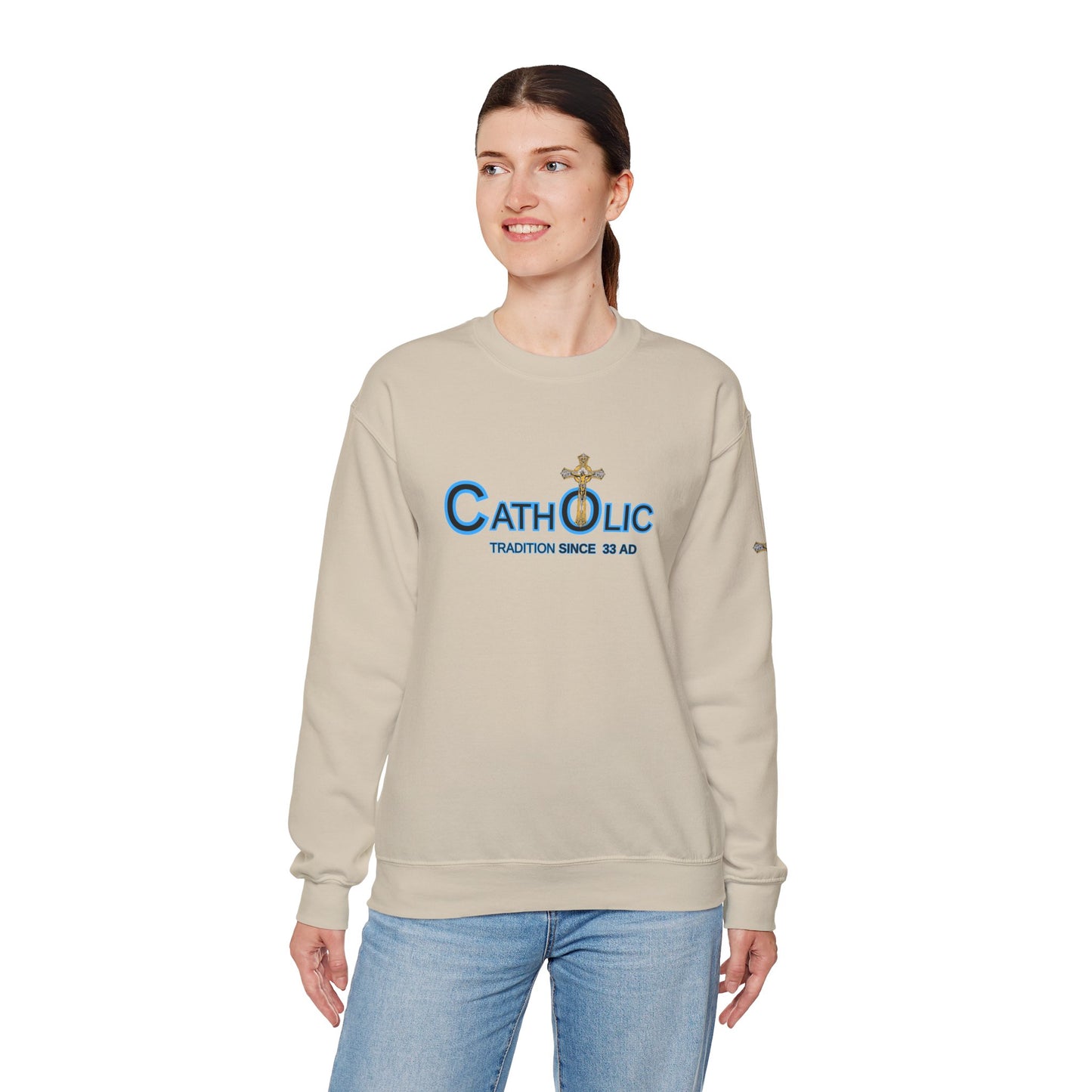 Catholic Crewneck Sweatshirt – "Tradition Since 33 AD" Religious Pullover ((CT)