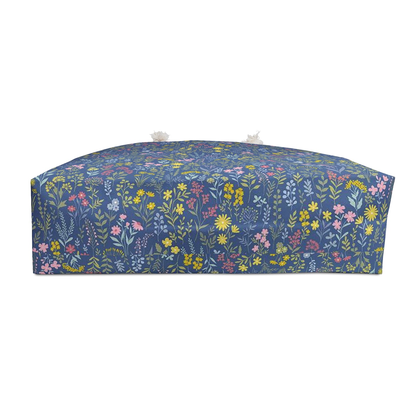Floral Blue Weekender Bag — Hand-Painted Wildflower Travel Tote (summer)