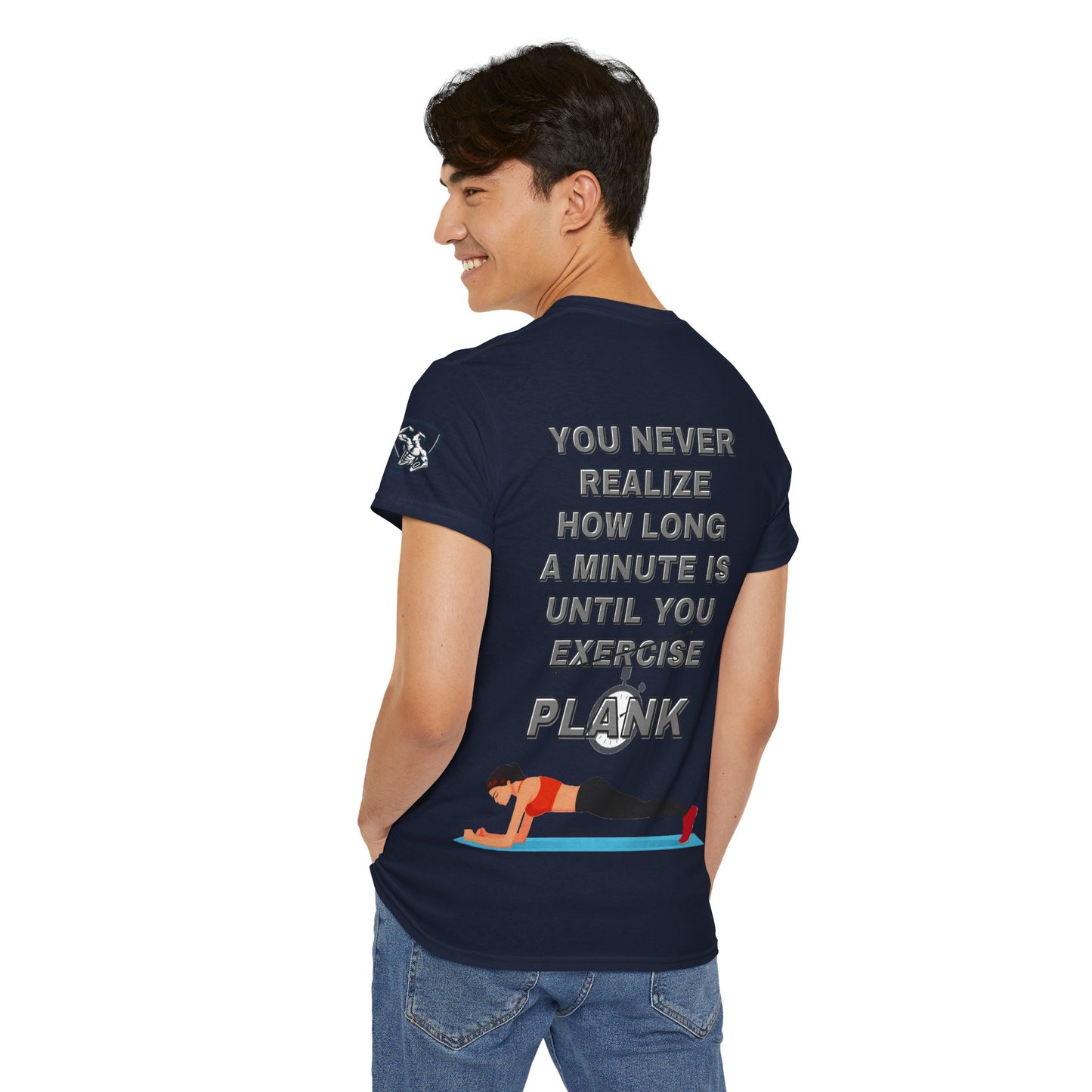 Plank Fitness Quotes Cotton T-shirt. FQT