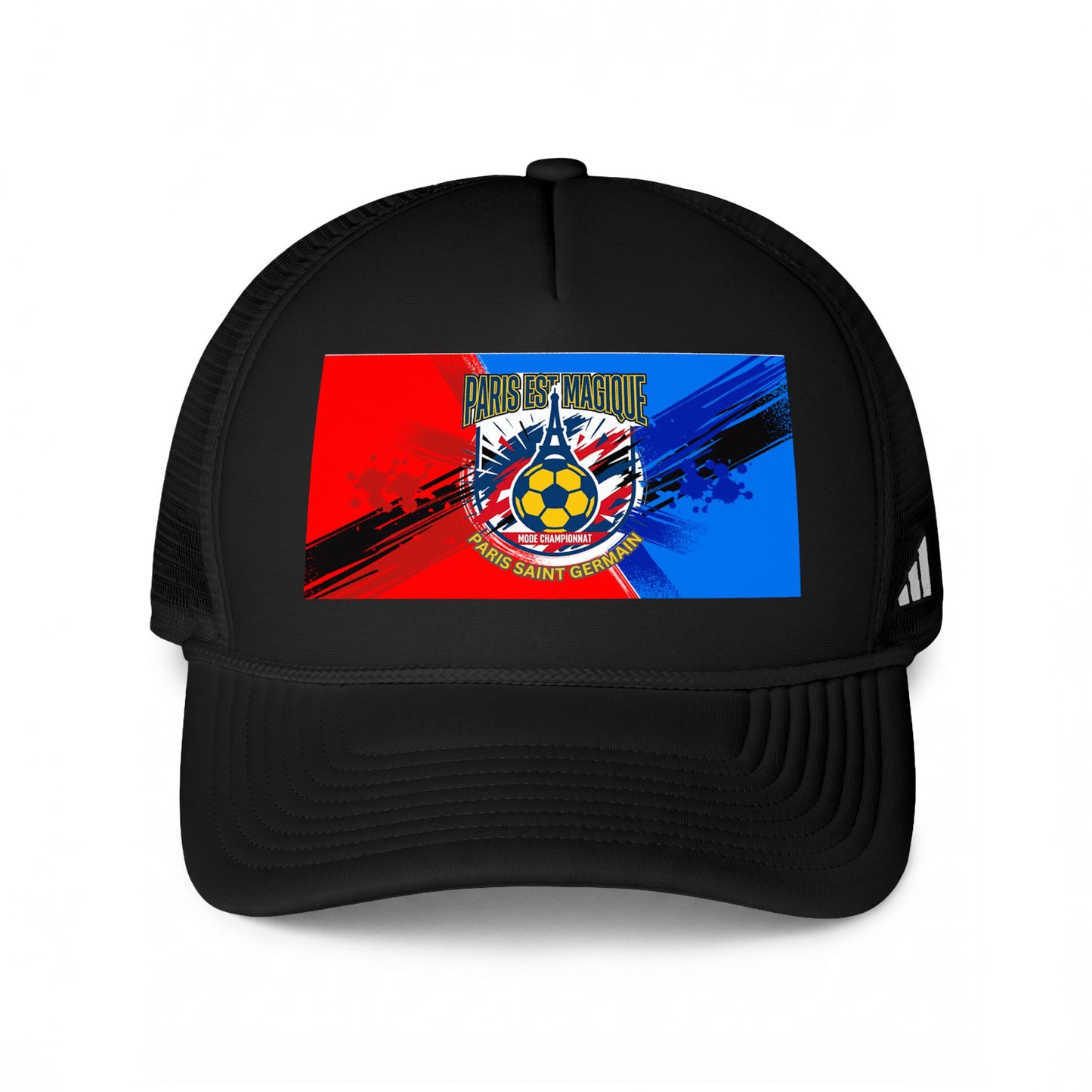 PSG Soccer Fans Crest Trucker Hat – Red, Blue and White Football Cap - Trending Novelties & Gifts