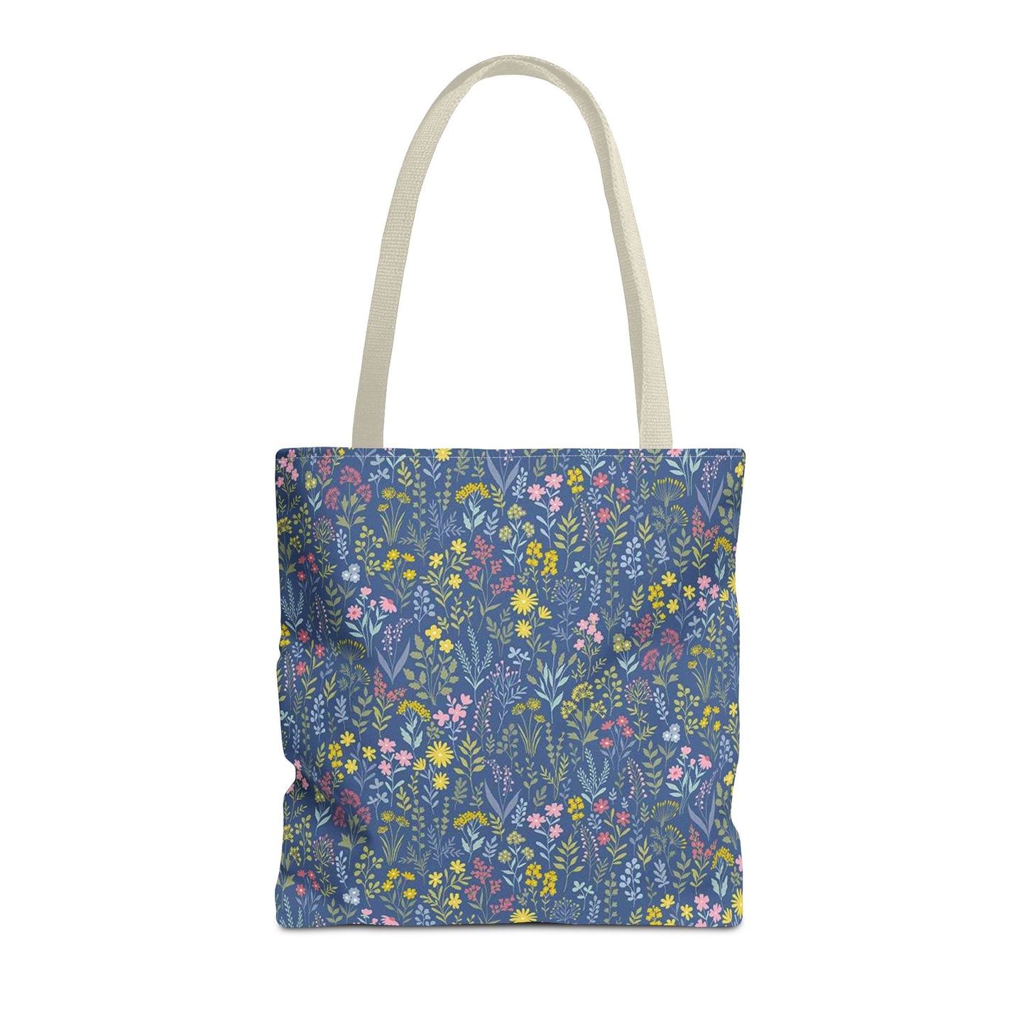 Wildflower Meadow Tote Bag — Blue Floral All-Over Print Eco Tote (summer)